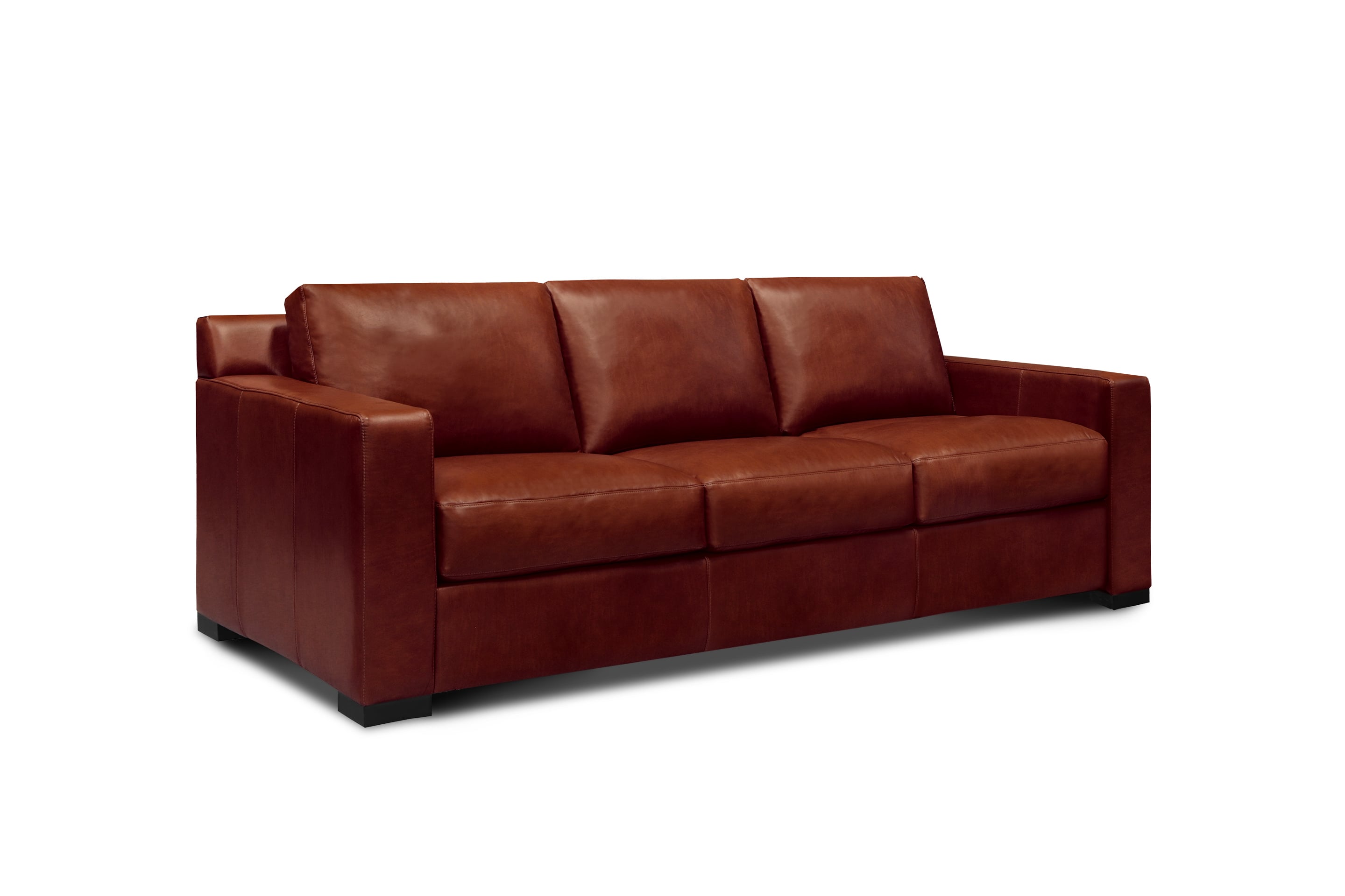 Leather Sofa w/Solid Block Feet
