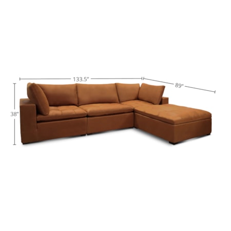 4-pc. Leather Sectional Sofa w/Large Ottoman