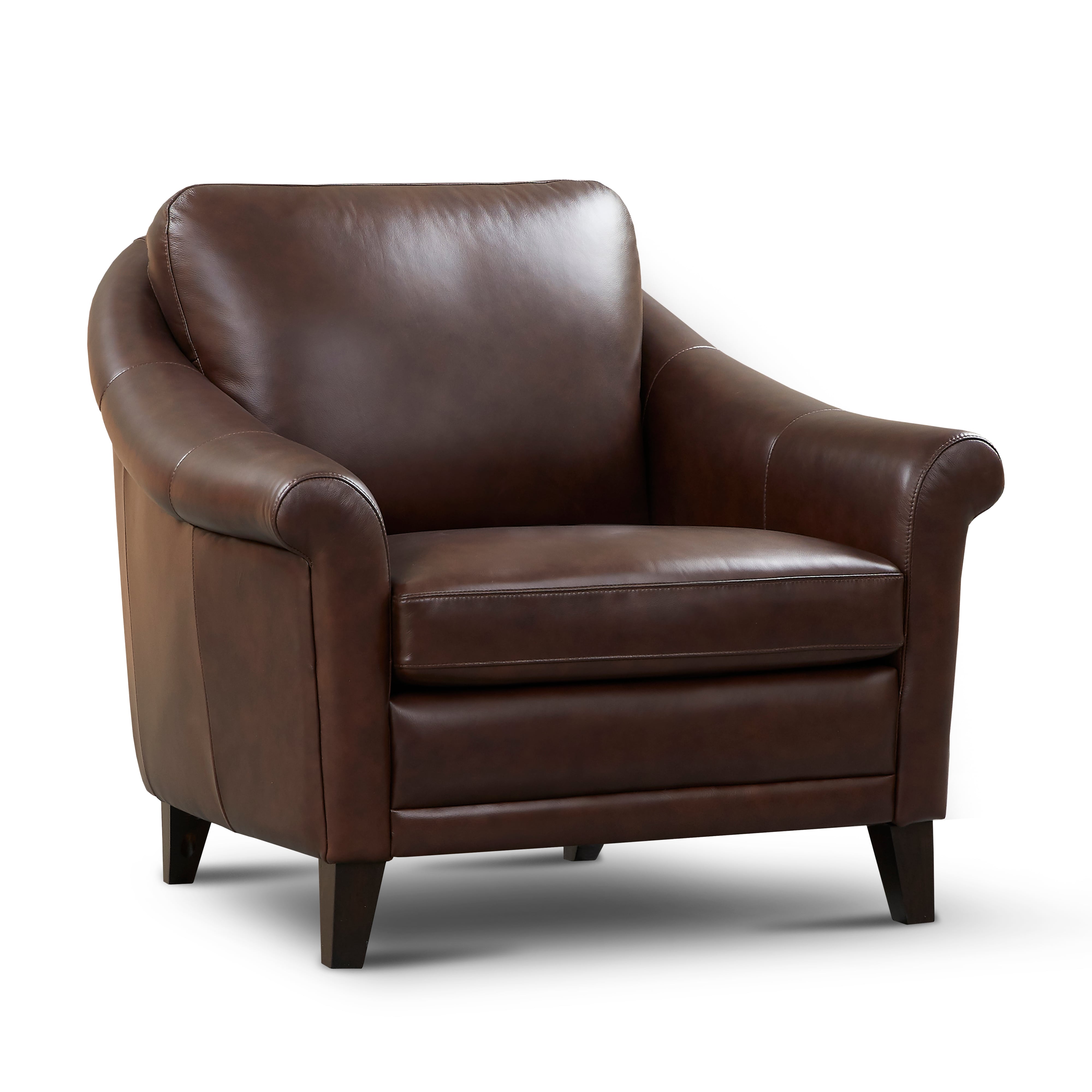 GTR Leather Sienna Leather Armchair w/Sculpted Rolled Arms