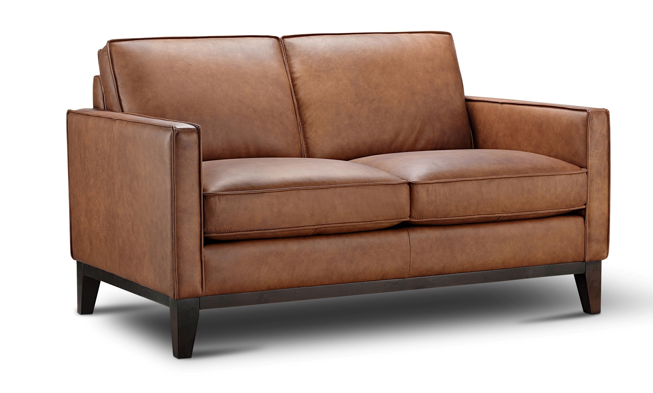 Leather Loveseat w/Solid Wood Base
