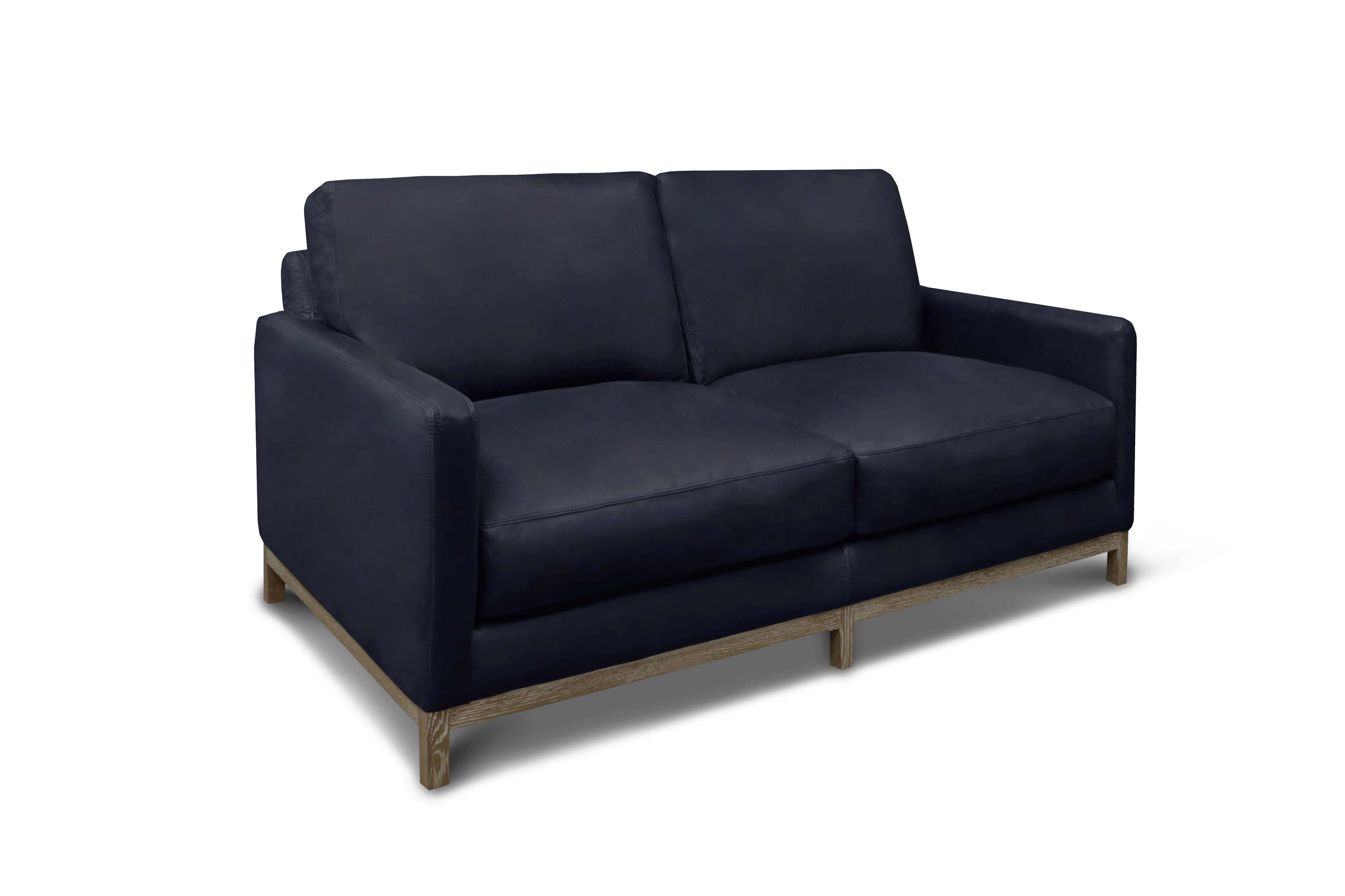 Leather Loveseat w/Distressed Wood Base