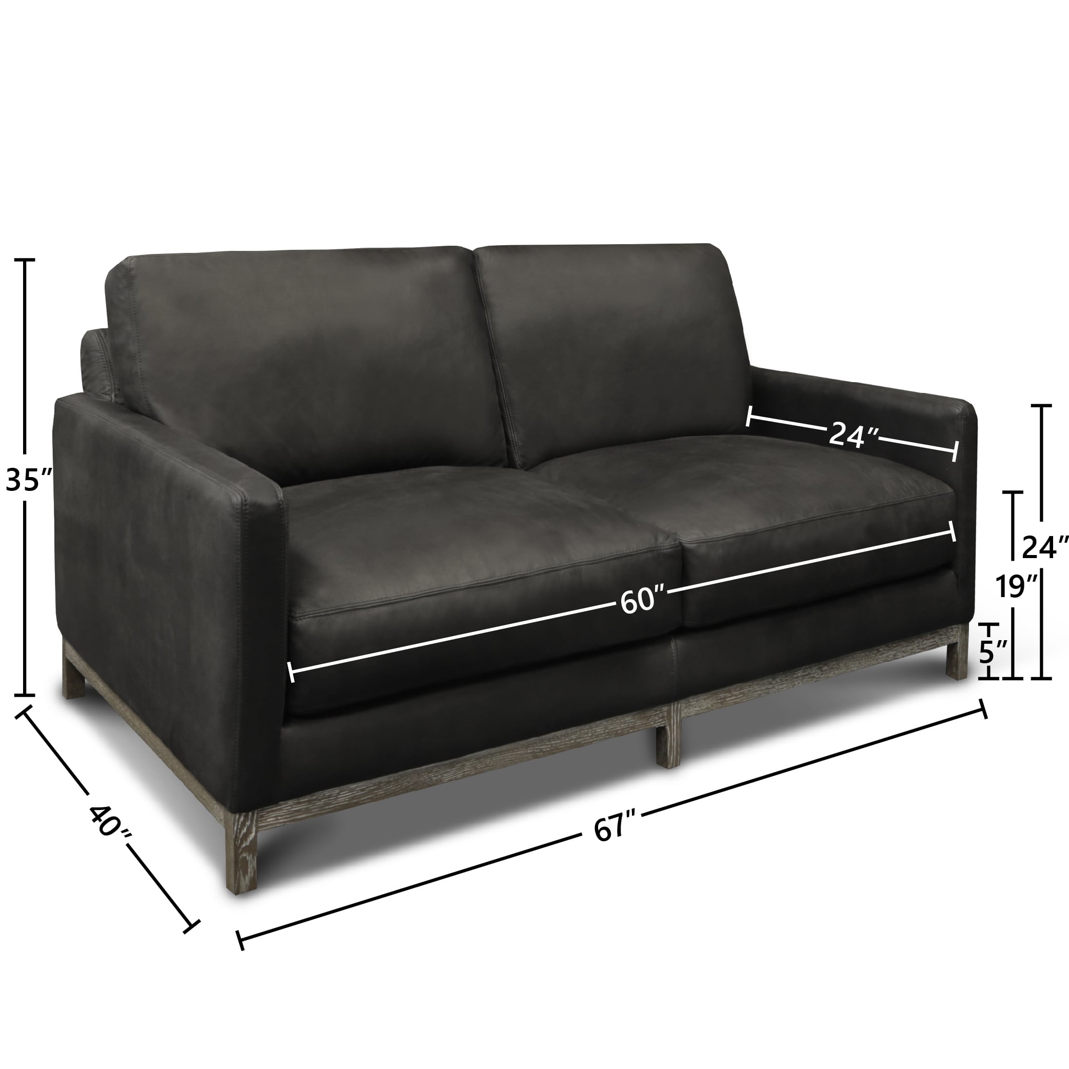 GTR Leather Monterrey Leather Loveseat w/Distressed Wood Base