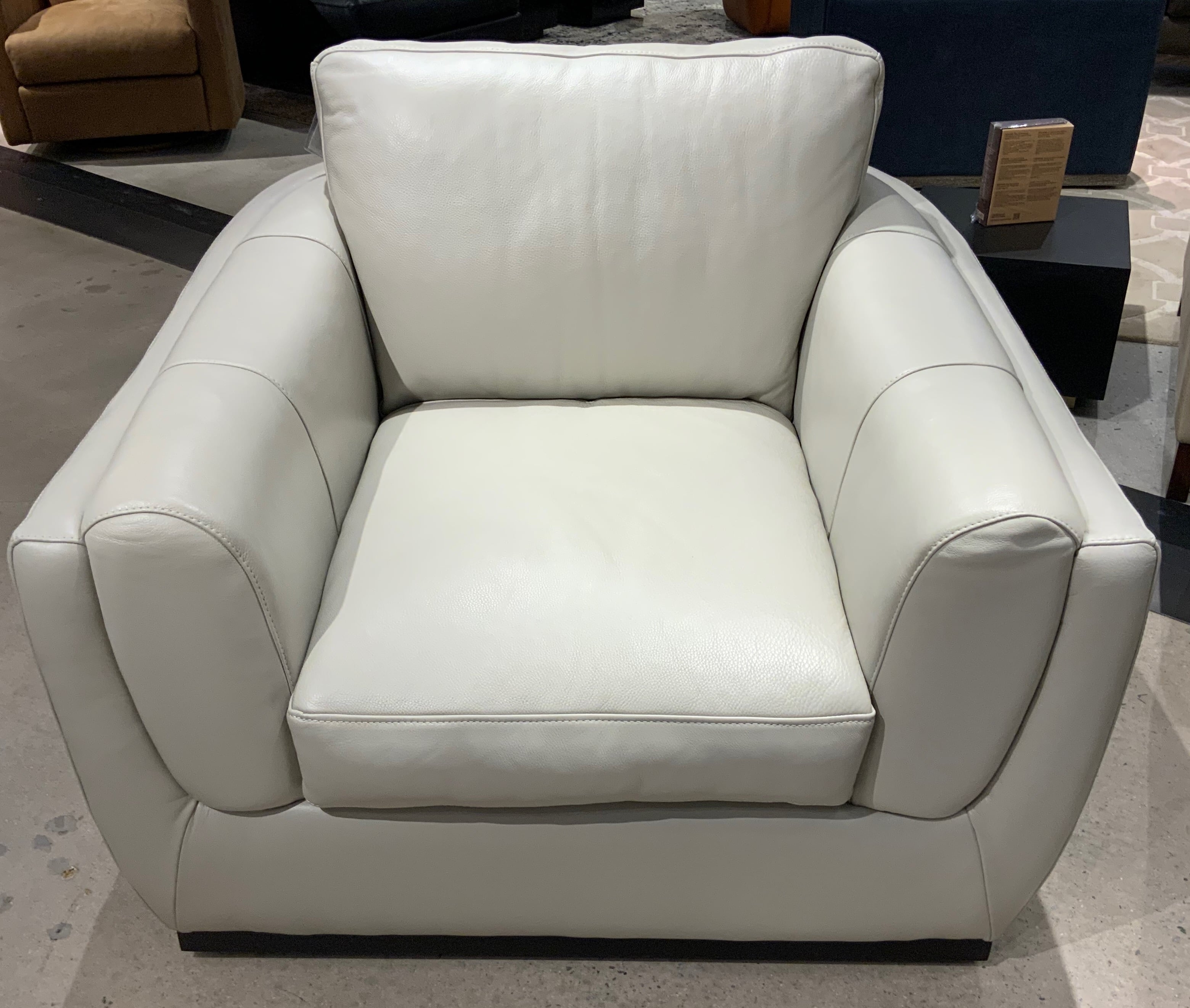 All-Leather Swivel Chair w/Padded Track Arms