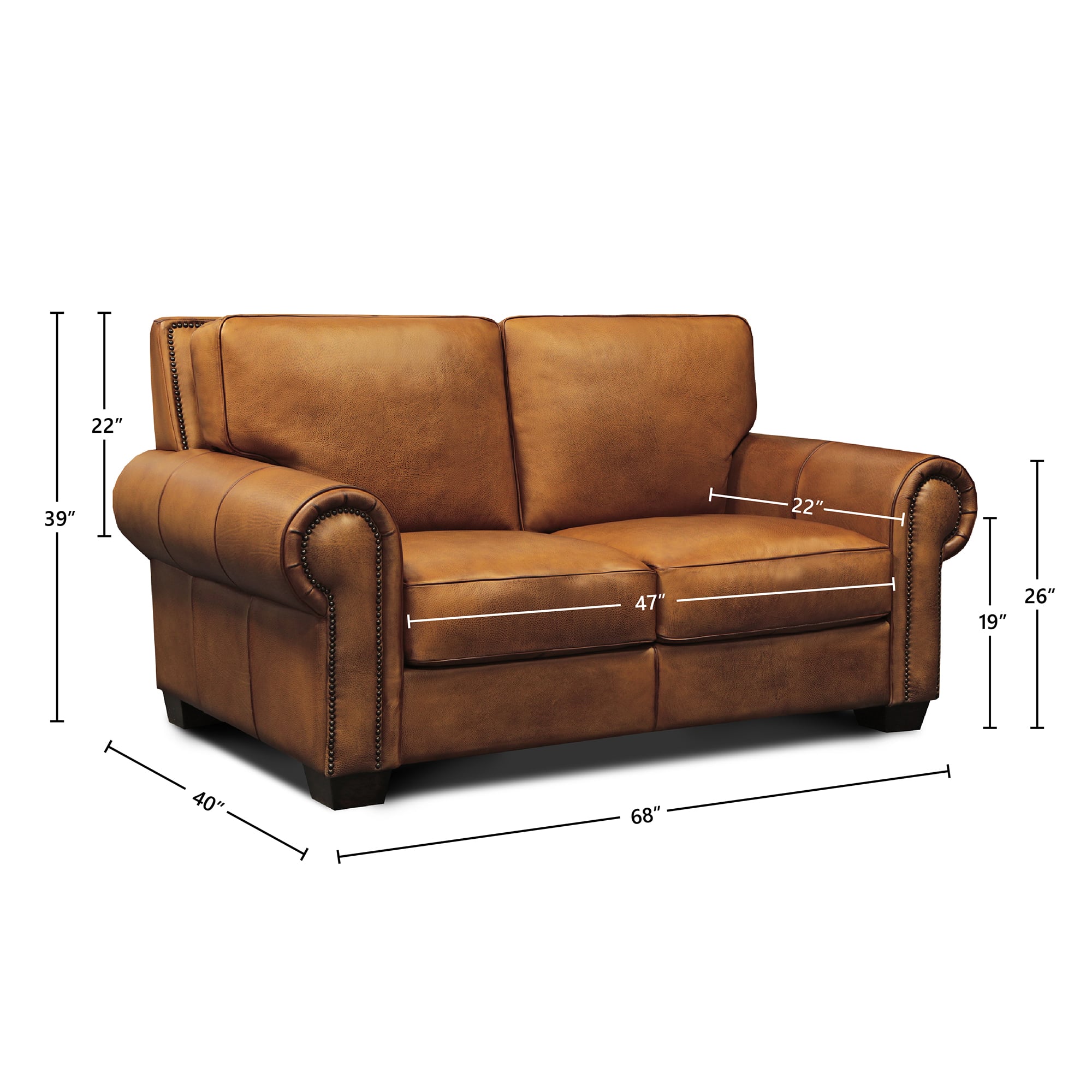 Hand-Antiqued Leather Loveseat