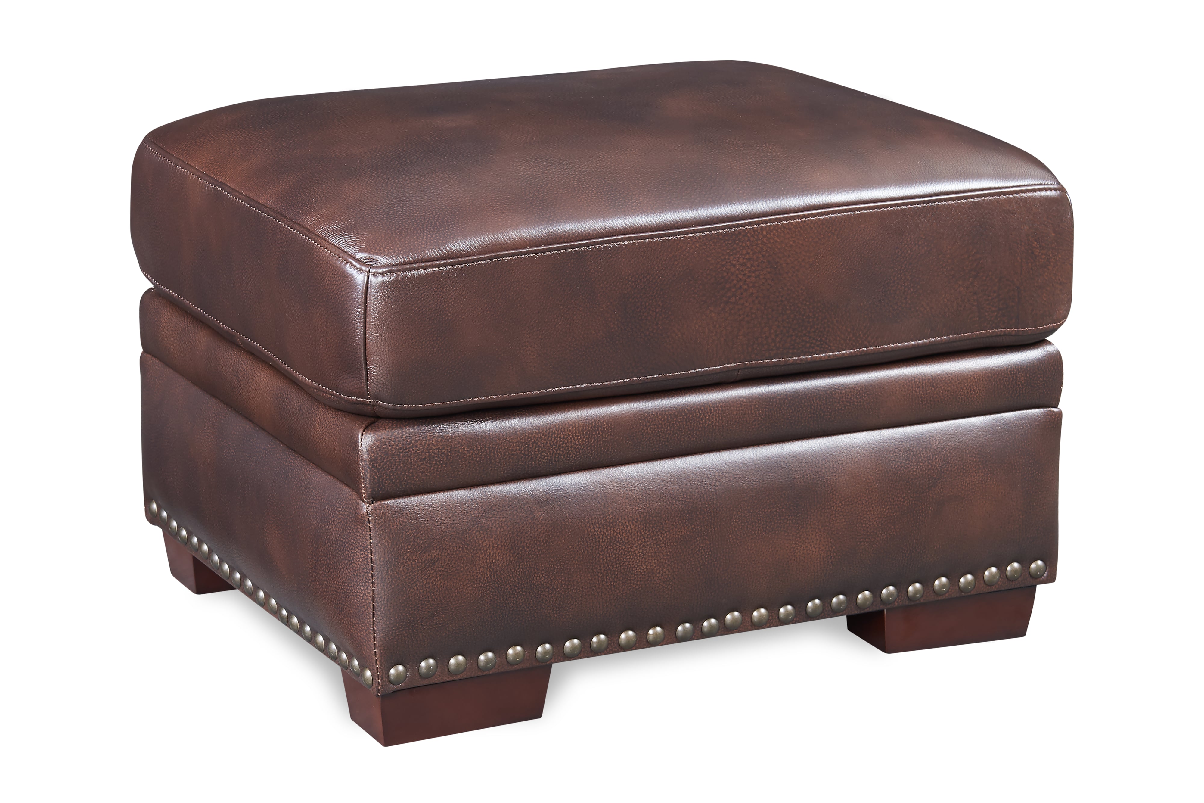 Leather Ottoman w/Nailhead Trim