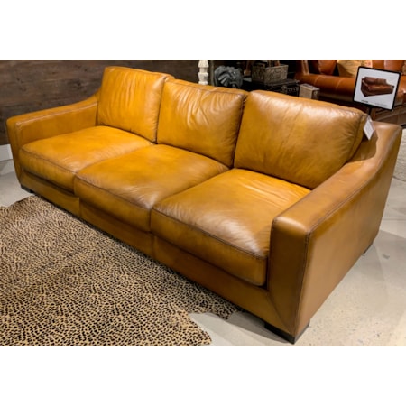 All-Leather Sofa w/Track Arms