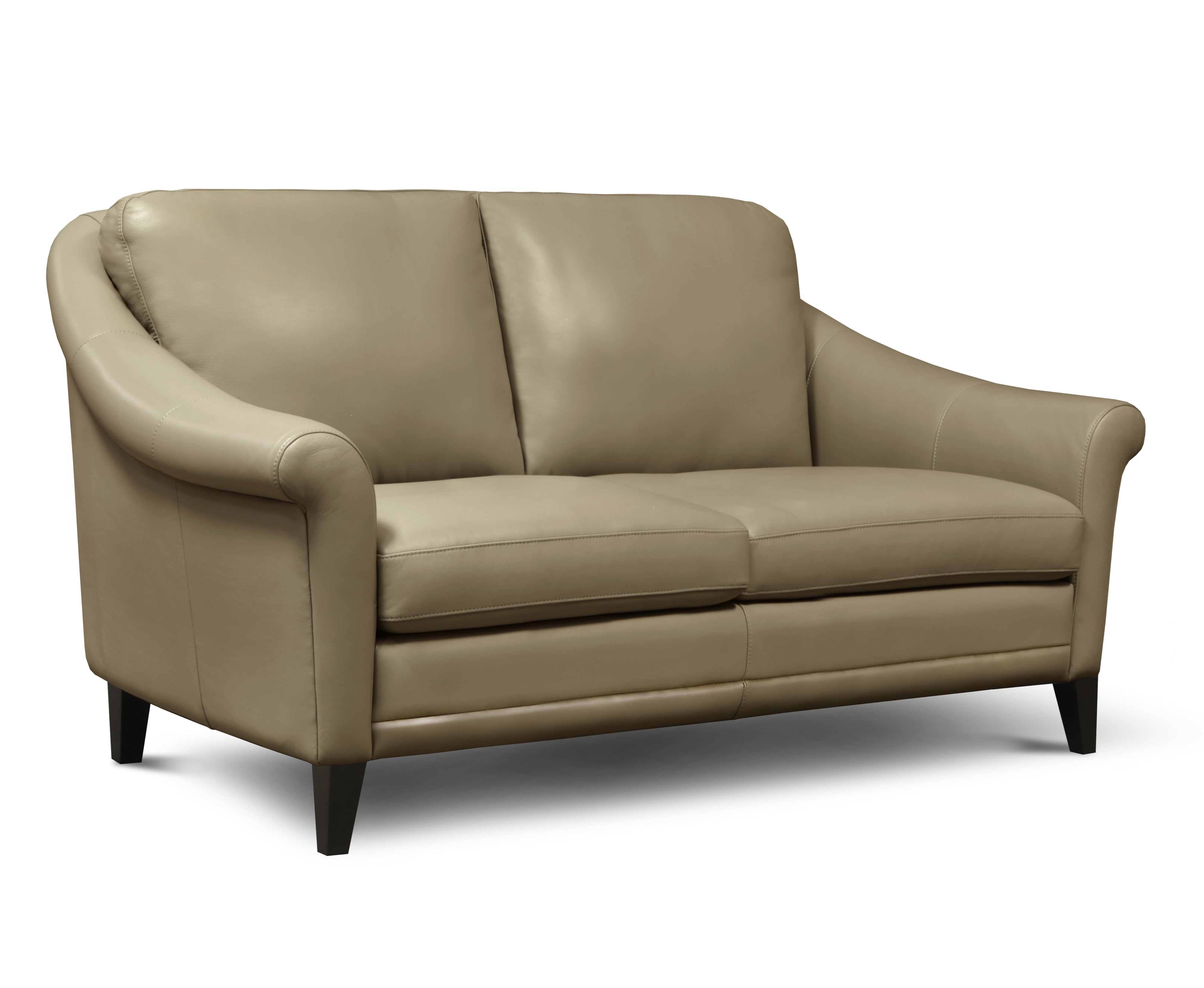 Leather Loveseat w/Sculptured Rolled Arms