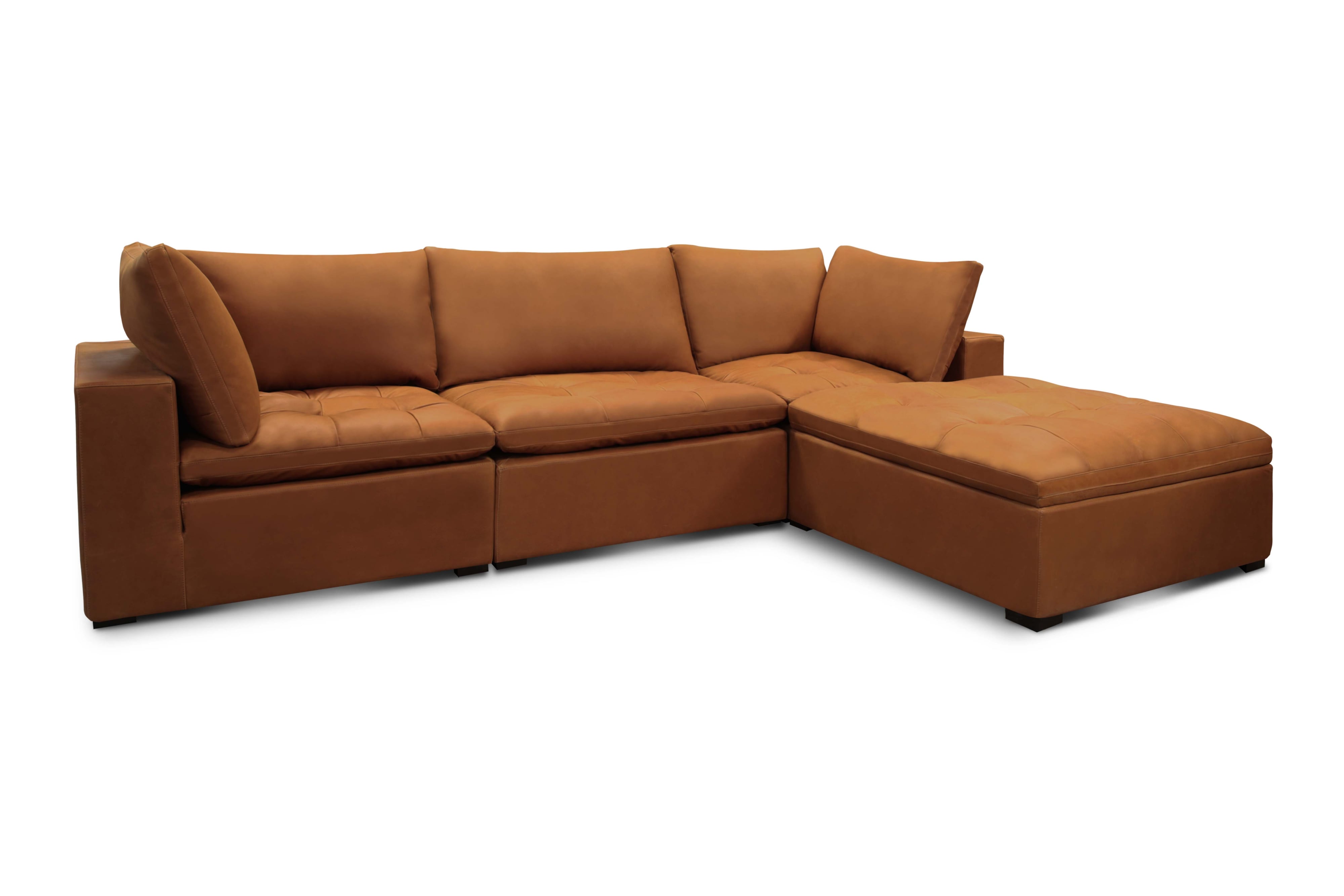 4-pc. Leather Sectional Sofa w/Large Ottoman