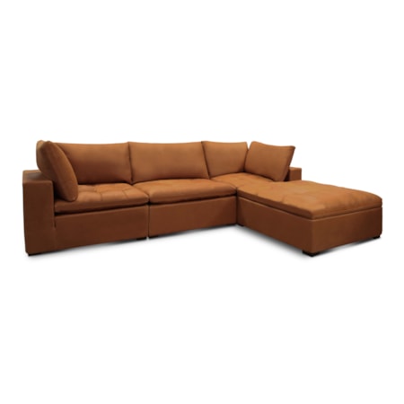 4-pc. Leather Sectional Sofa w/Large Ottoman