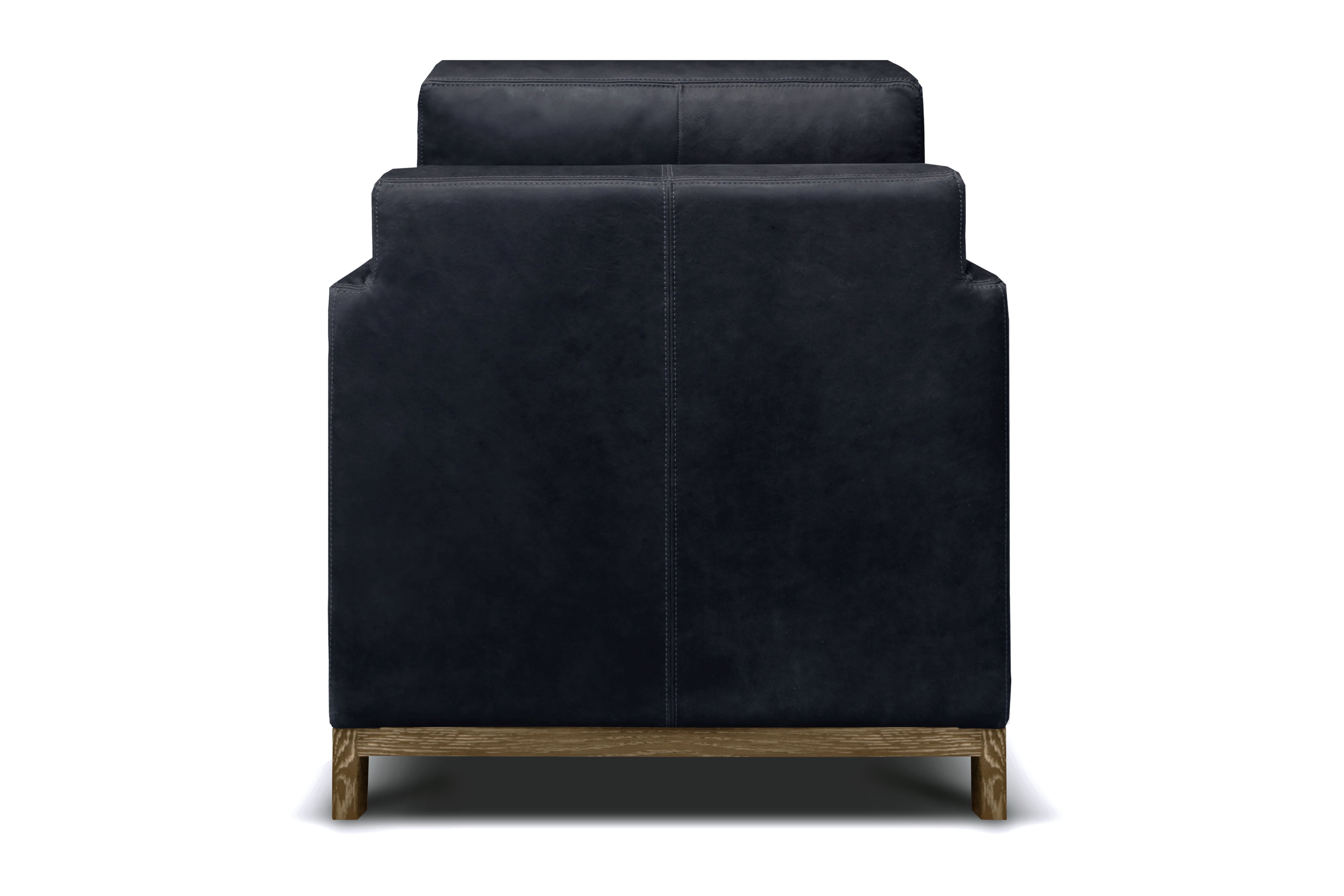 Leather Accent Chair w/Distressed Wood Base