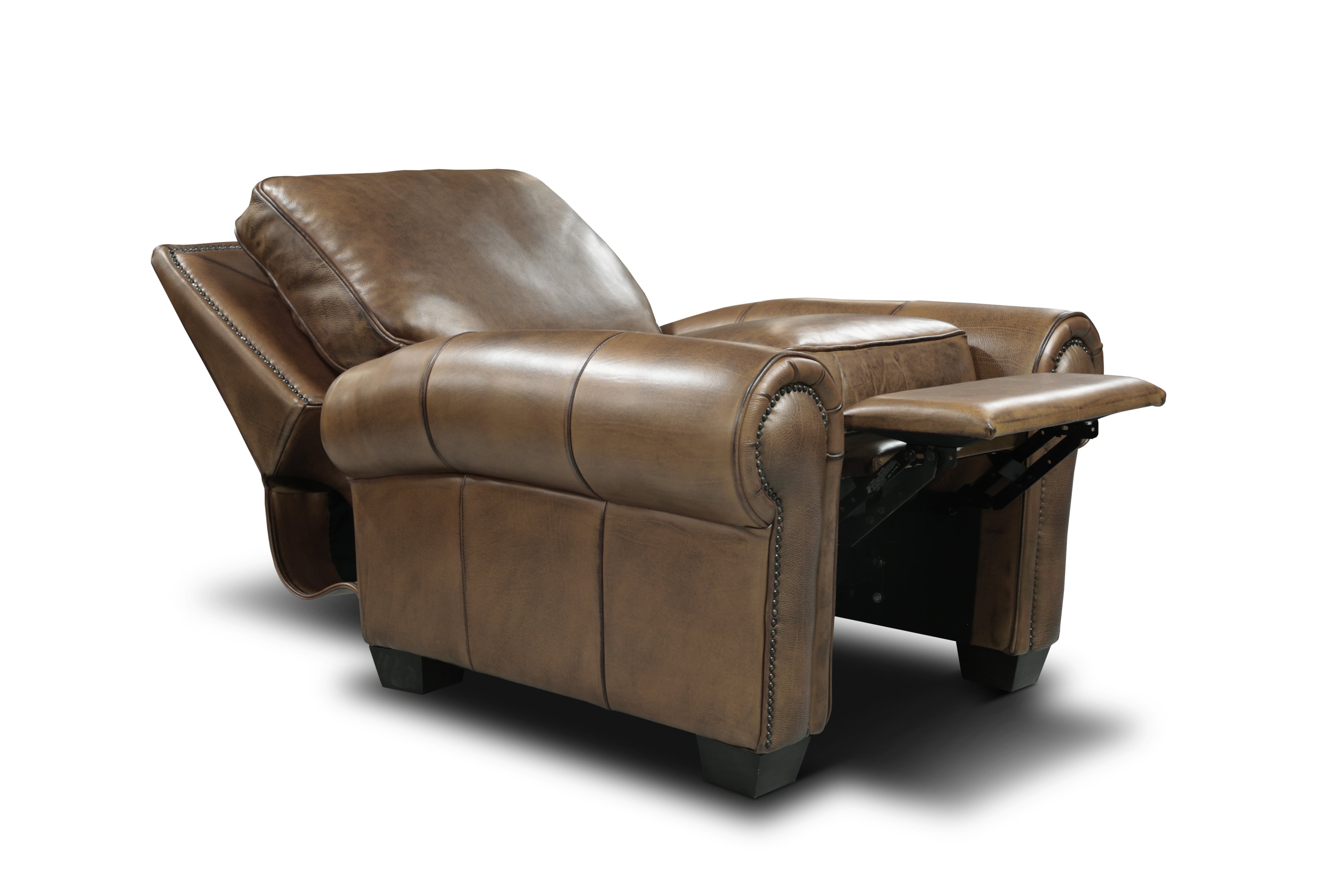 Hand-Antiqued Leather Push-Back Recliner