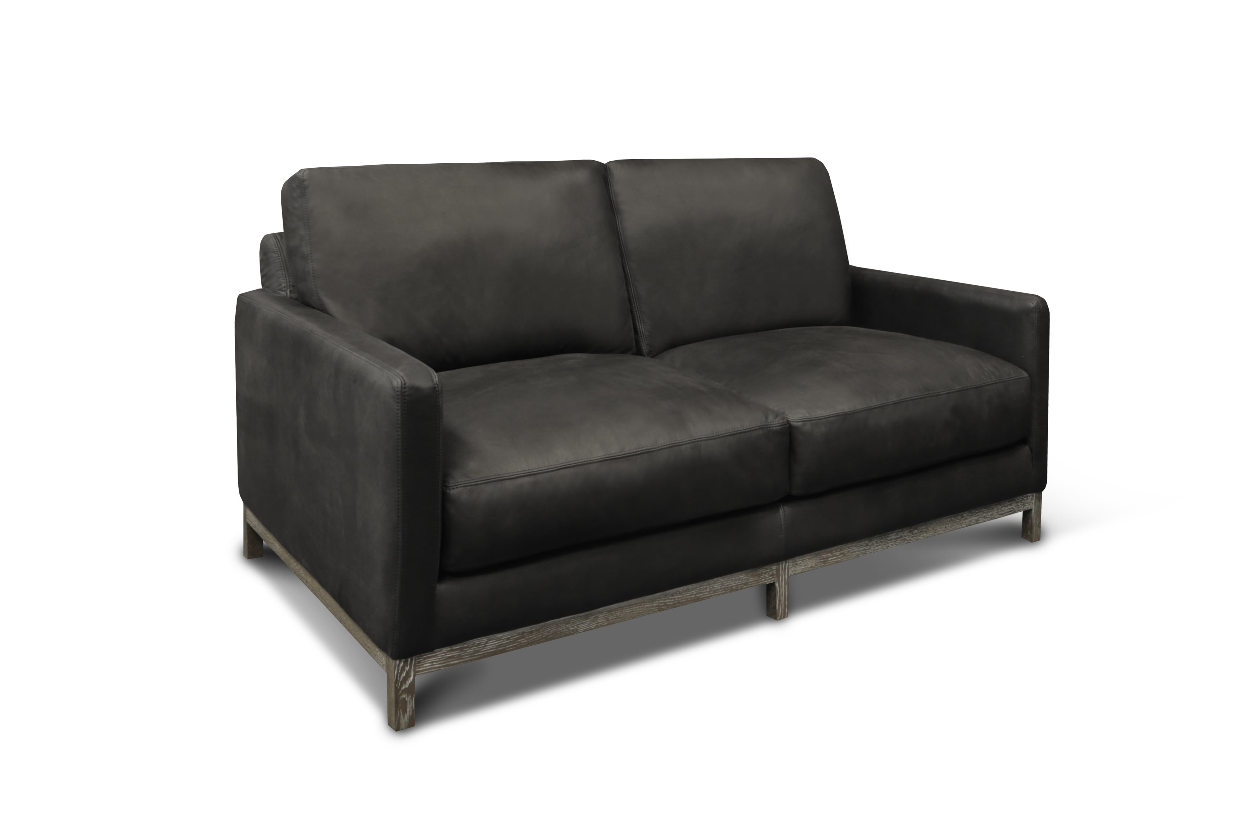 GTR Leather Monterrey Leather Loveseat w/Distressed Wood Base