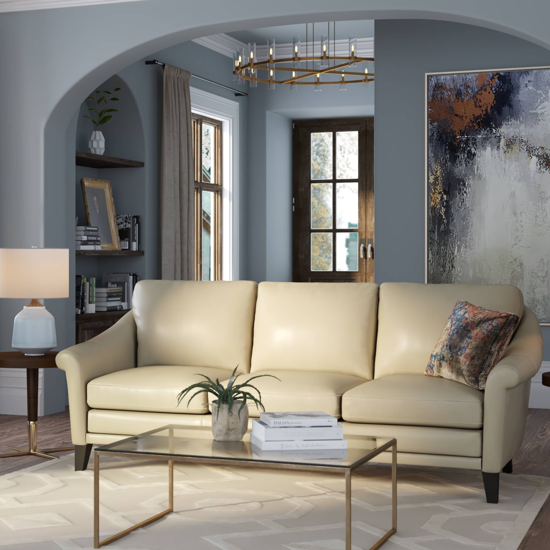 GTR Leather Sienna Leather Sofa w/Sculptured Rolled Arms