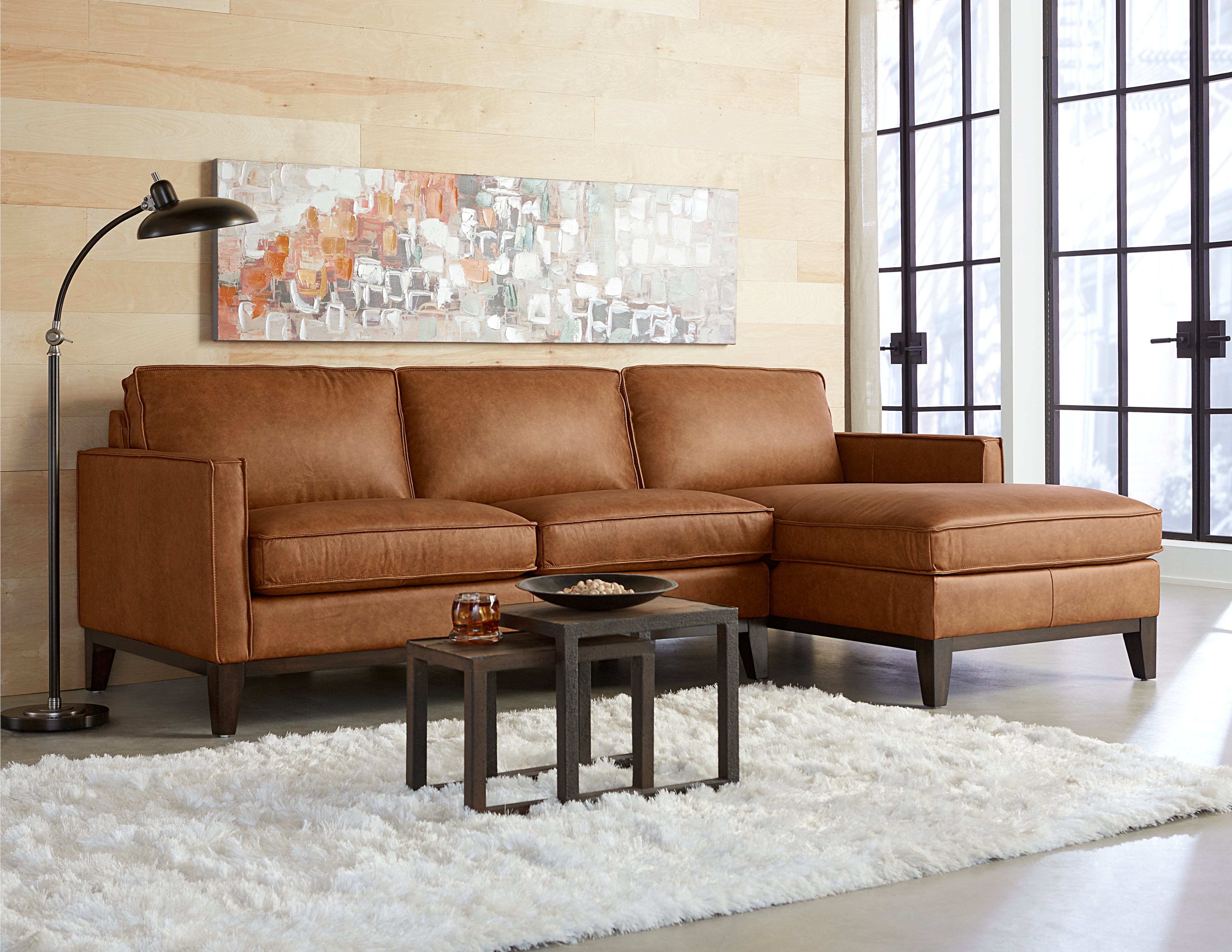 2-pc. Leather Sectional Sofa w/RAF Chaise