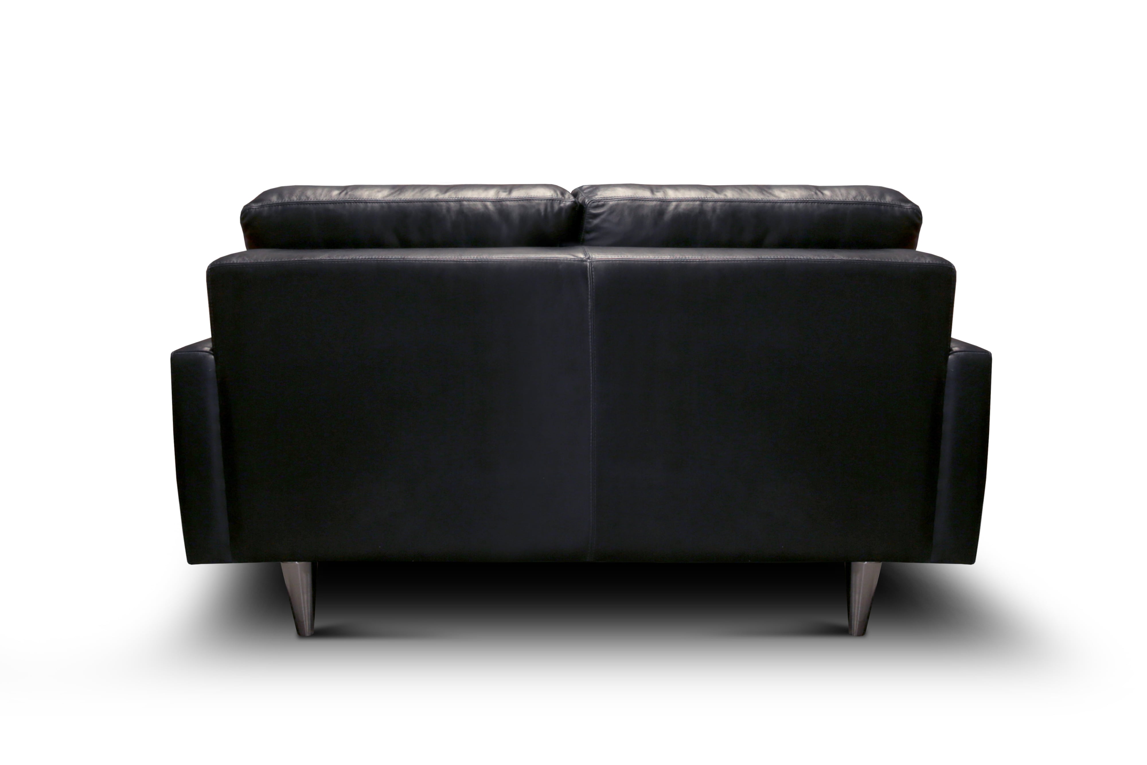 Leather Loveseat w/Cone Stainless Steel Feet