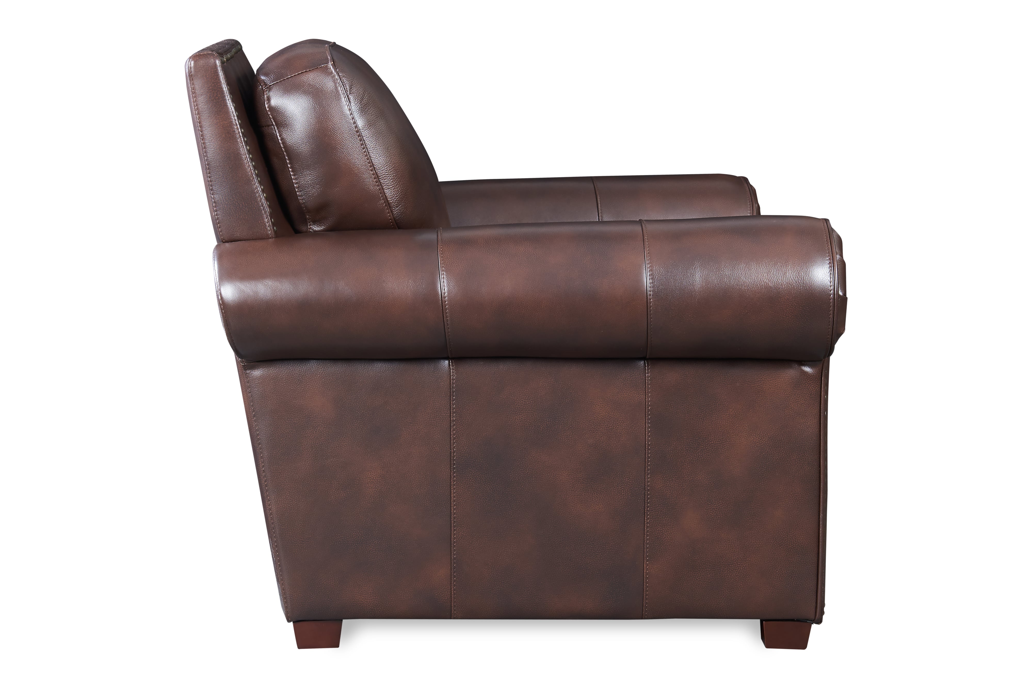 Leather Rolled Arm Chair w/Nailhead Trim