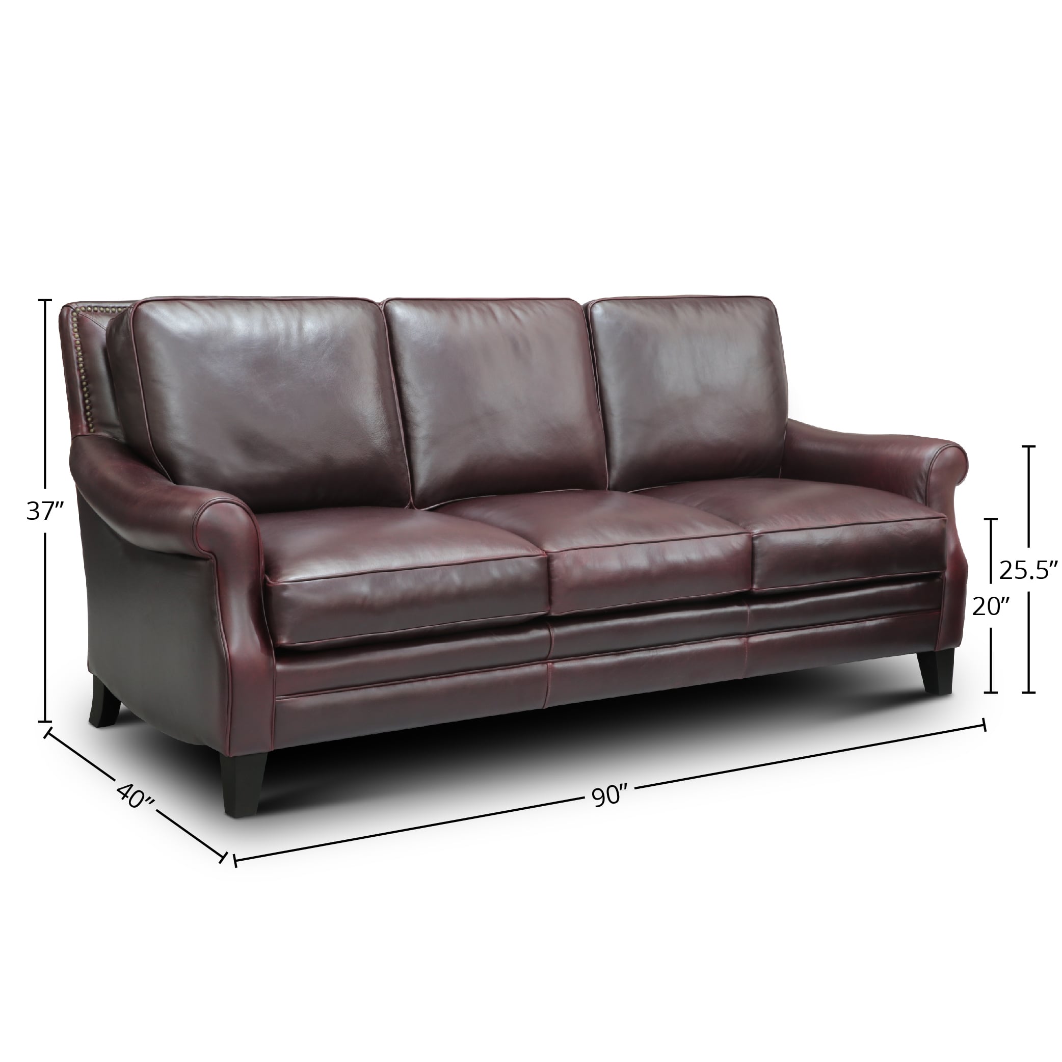 Leather Sofa w/Sculpted Rolled Arms