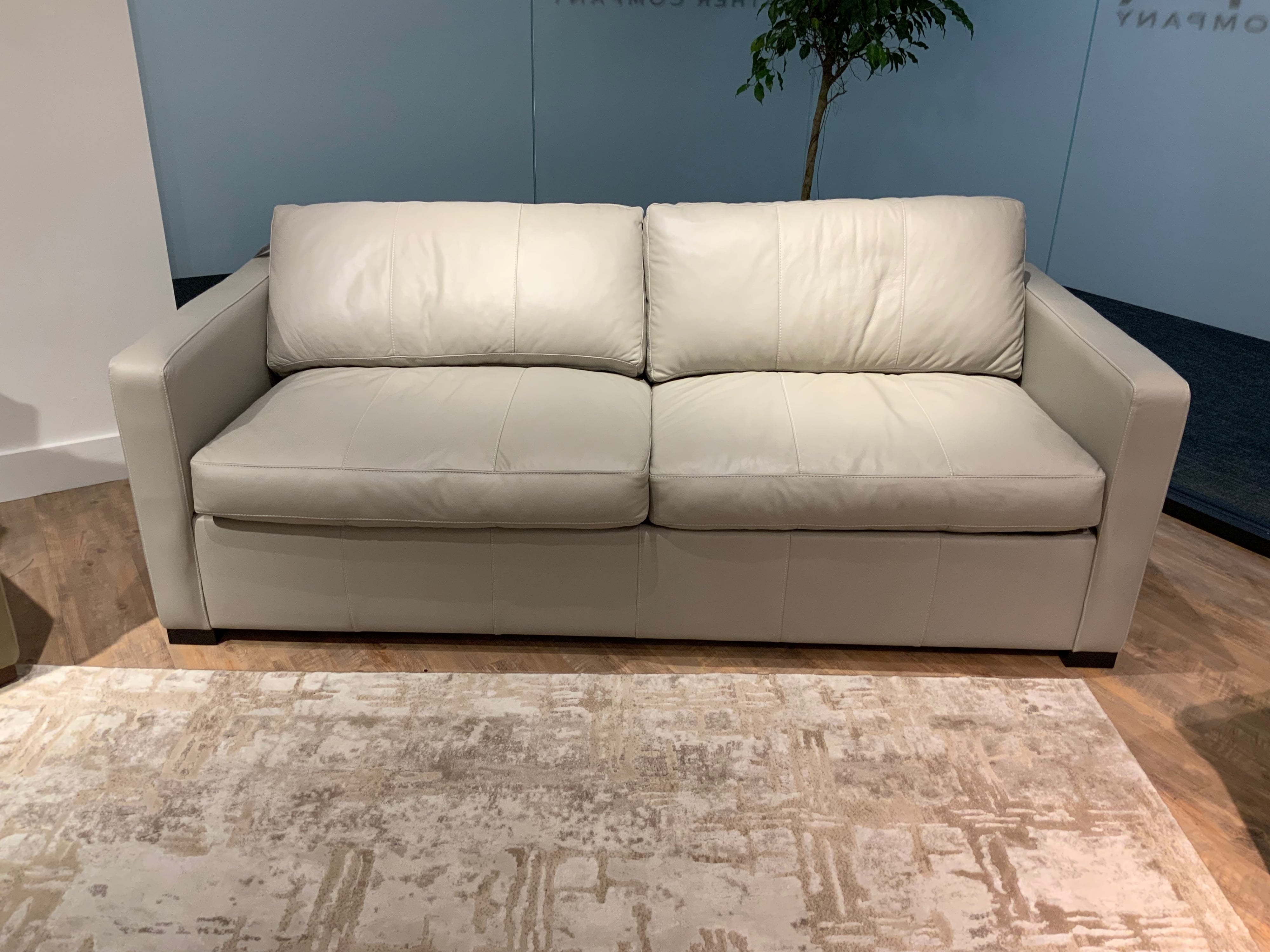 Leather Queen Sofa Sleeper w/Track Arms