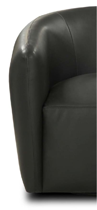 Barrel-Back All-Leather Swivel Chair