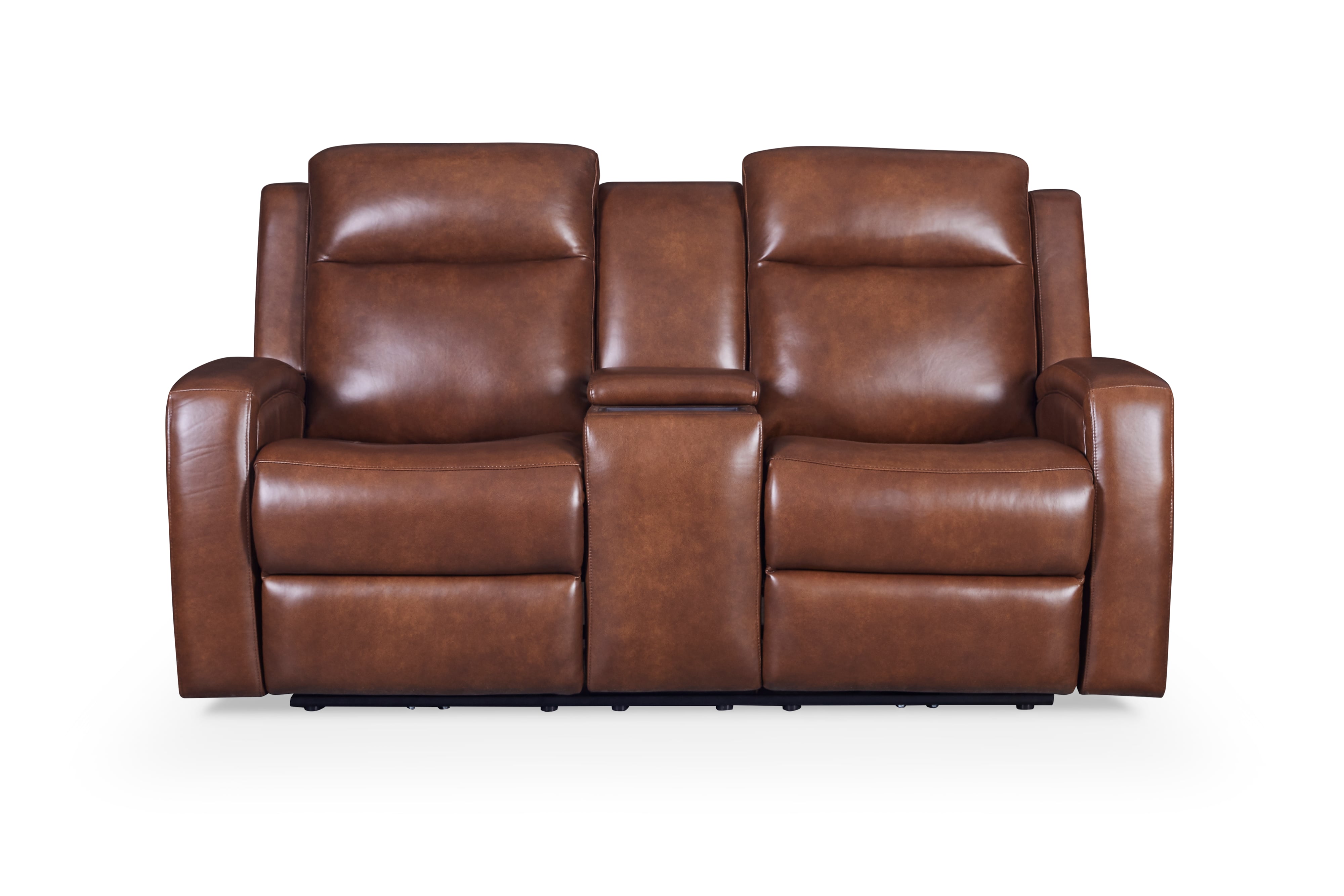 GTR Leather Cheyenne Lay-Flat Leather Recliner Loveseat w/Console
