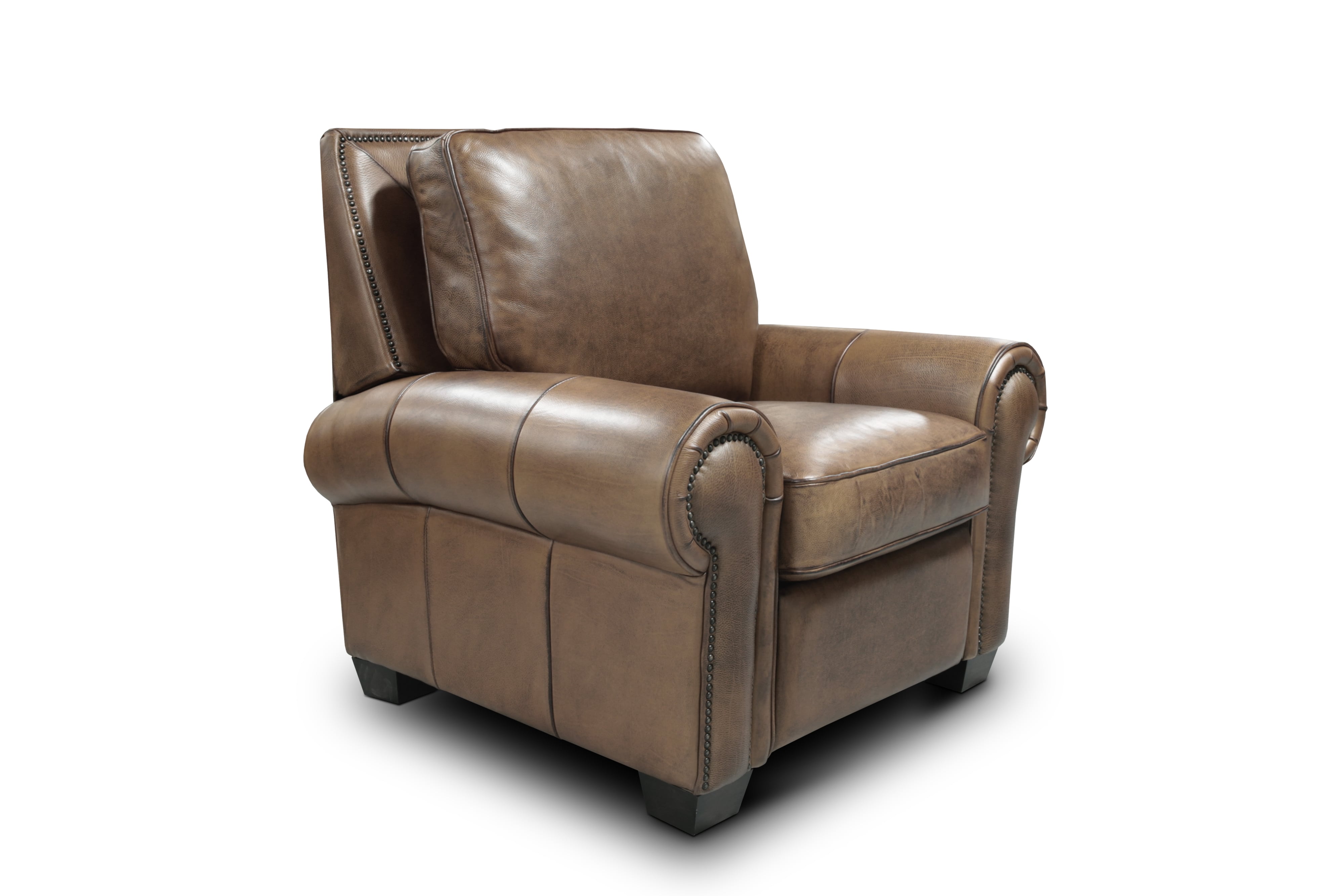 Hand-Antiqued Leather Push-Back Recliner