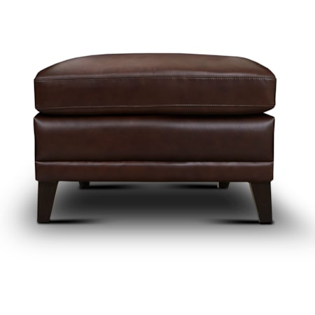 Leather Ottoman w/Solid Splayed Legs