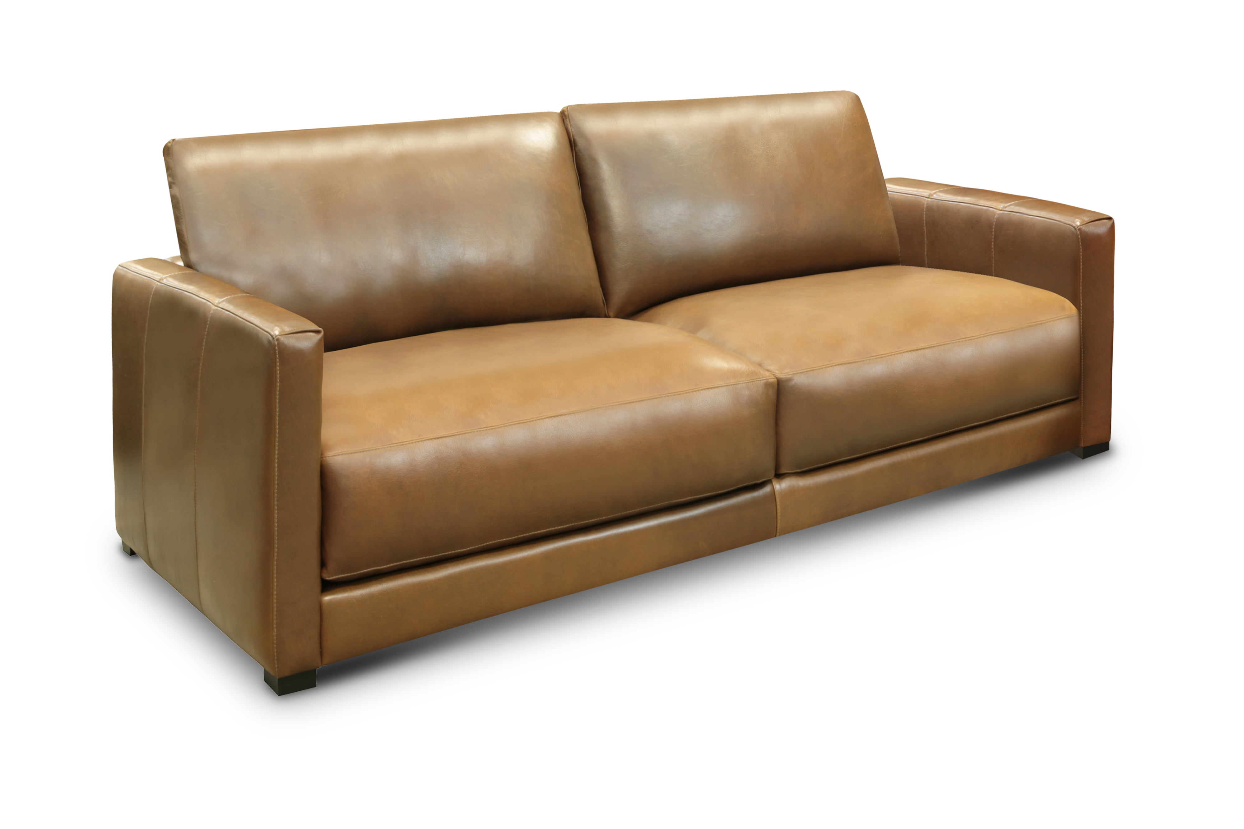 Leather Sofa w/Architectural Track Arms