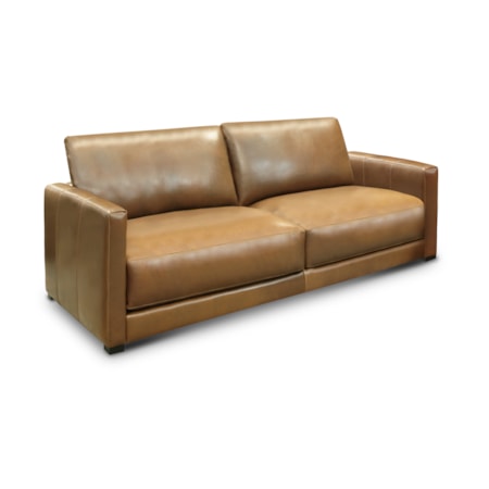 Leather Sofa w/Architectural Track Arms