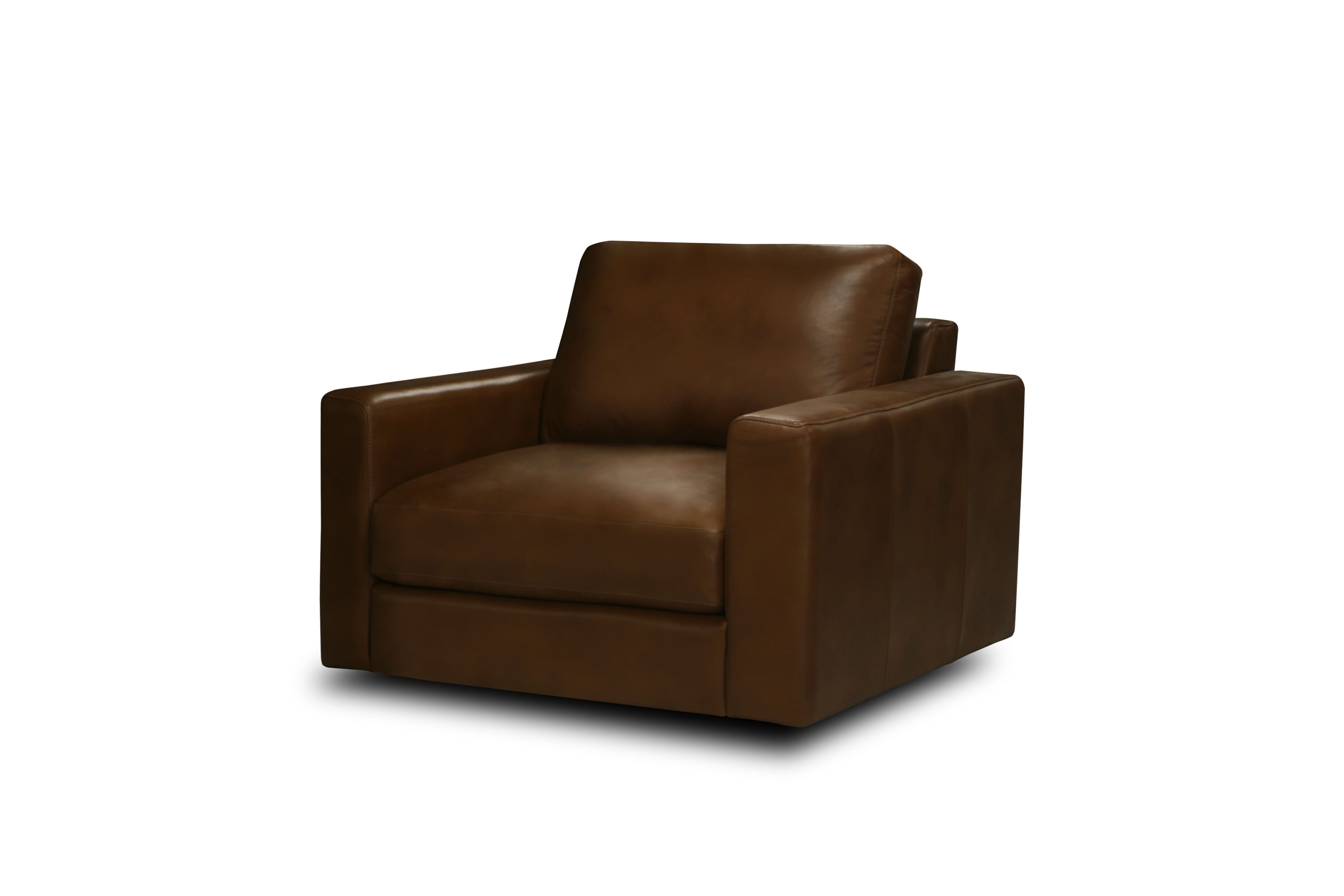 Leather Swivel Club Chair w/Track Arms