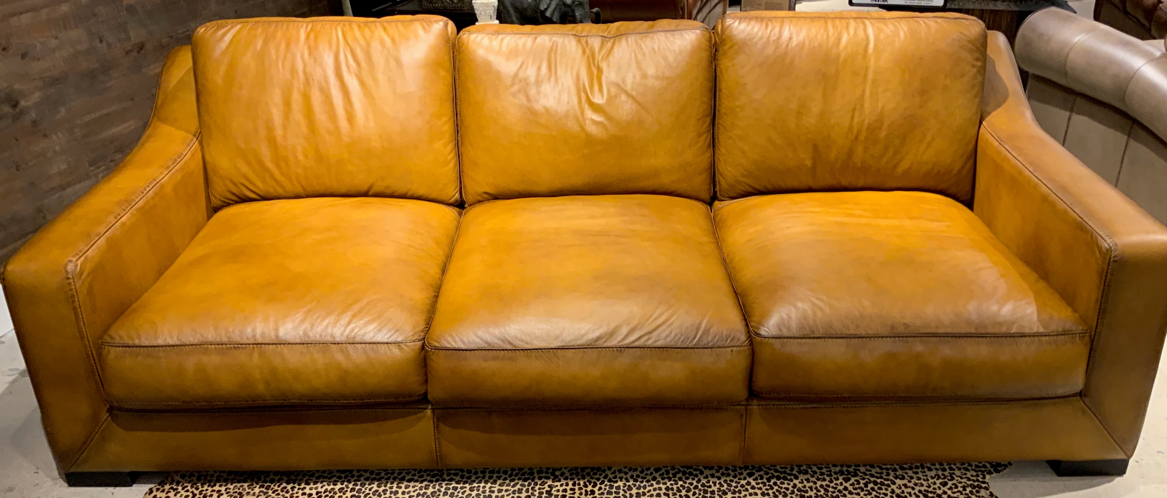 All-Leather Sofa w/Track Arms