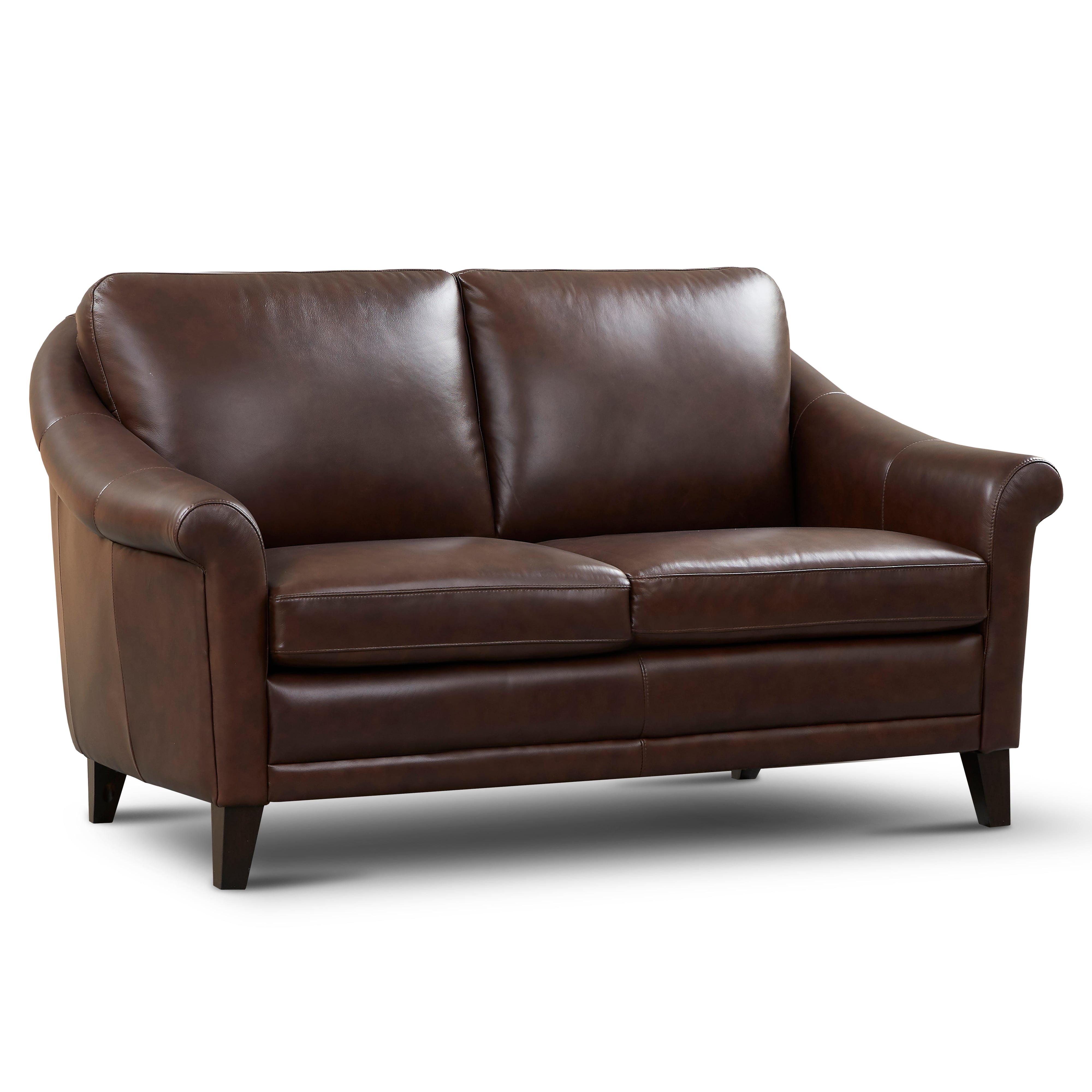 GTR Leather Sienna Leather Loveseat w/Sculptured Rolled Arms