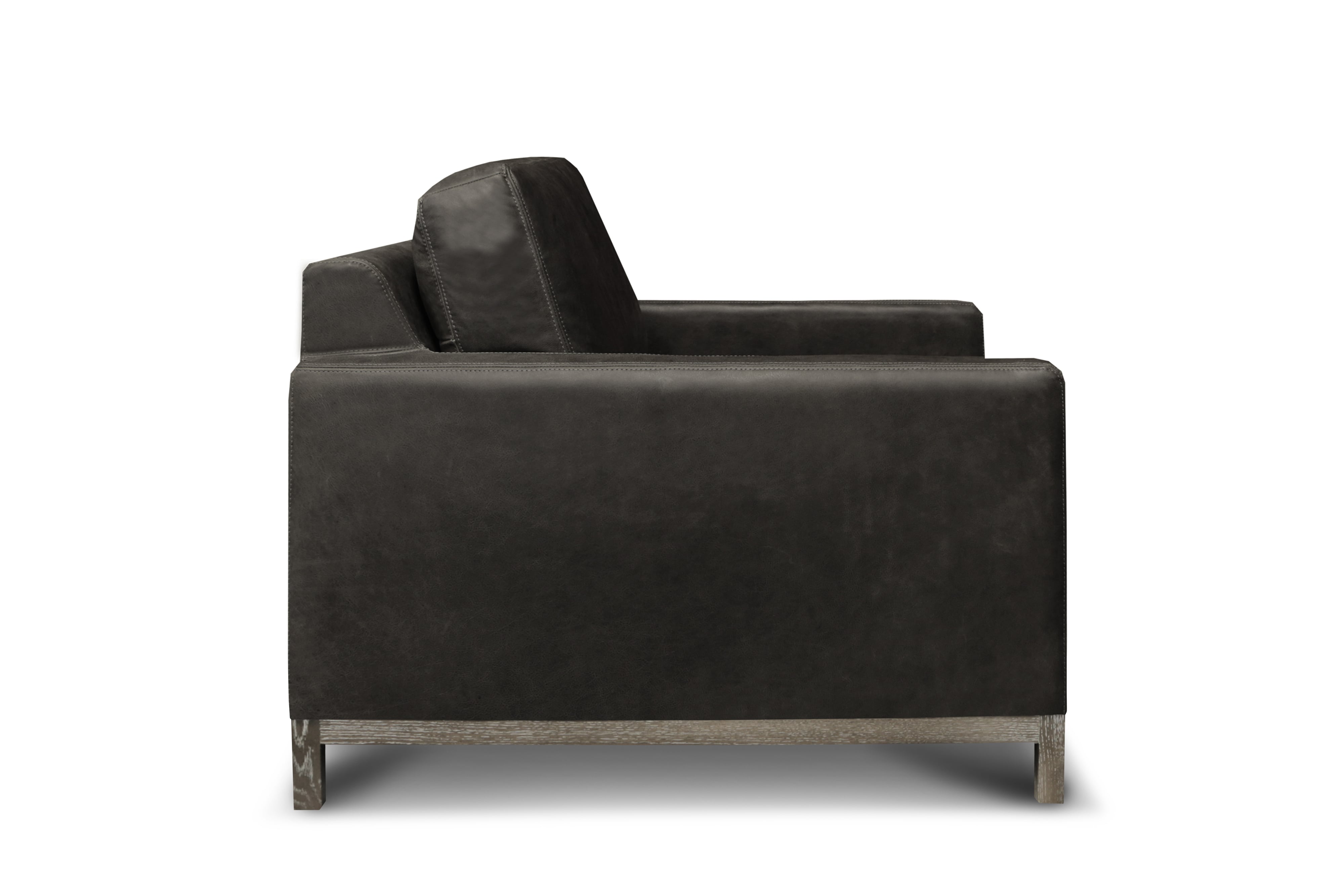 Leather Armchair w/Distressed Wood Base