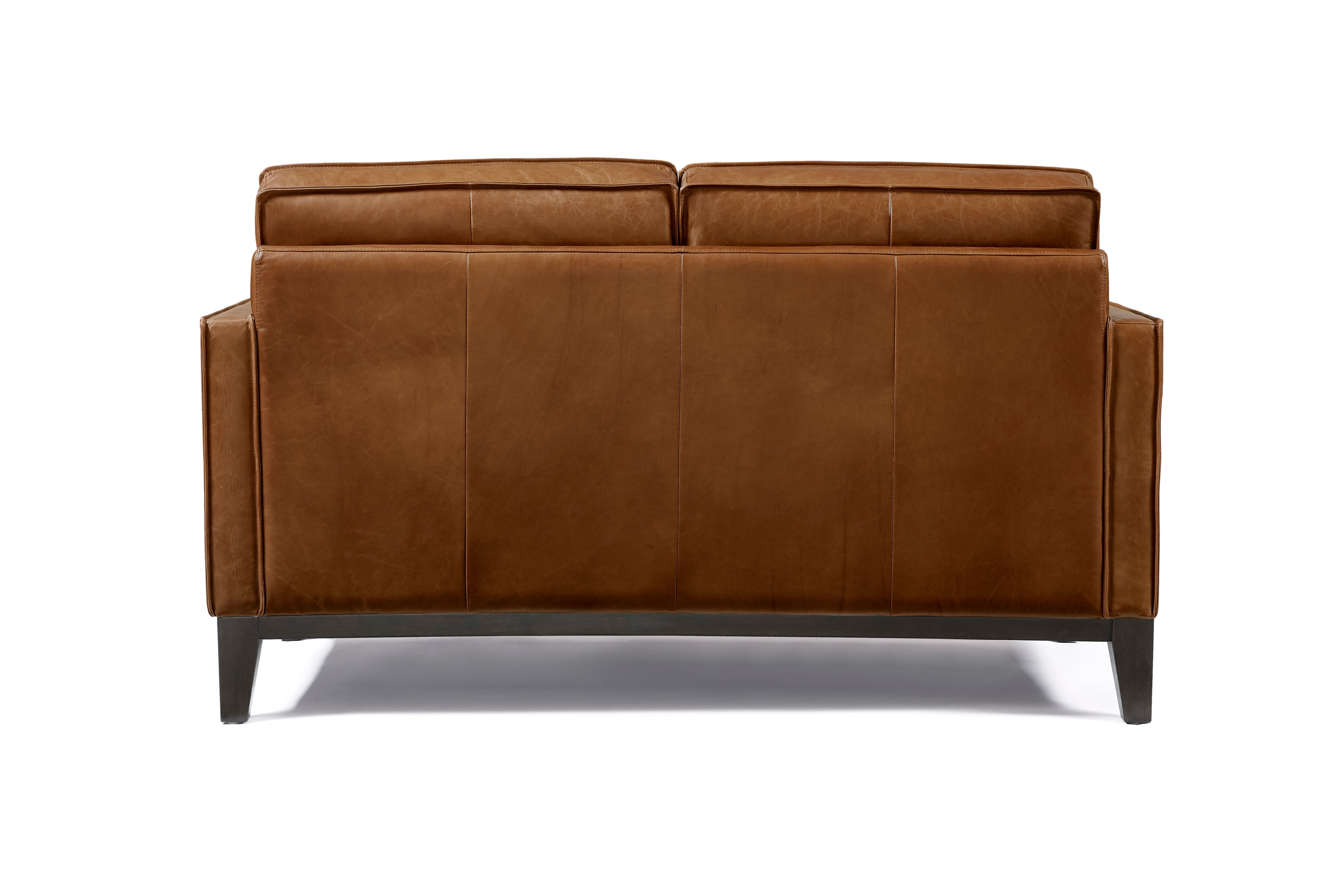 Leather Loveseat w/Splayed Solid Wood Legs