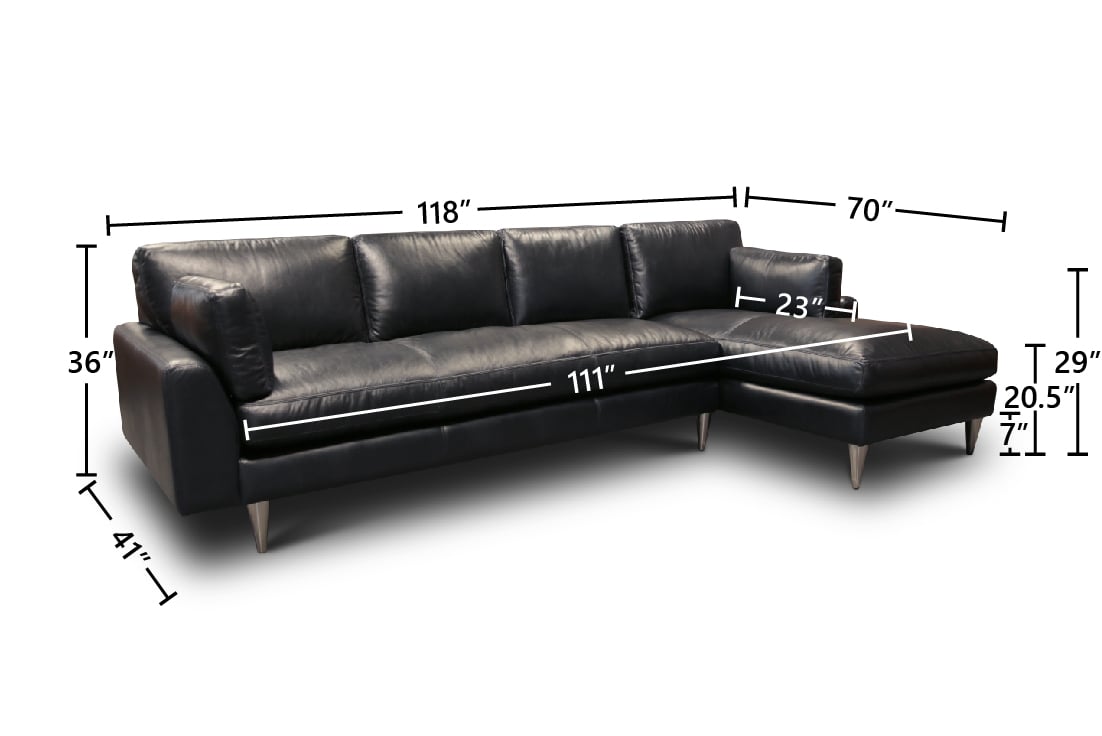 GTR Leather Skyline 2-pc. Leather Sectional Sofa w/RAF Chaise