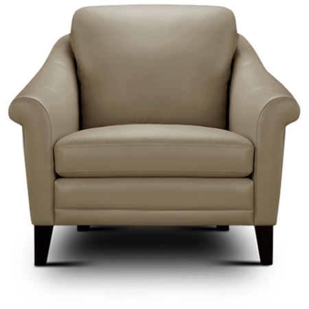 Leather Armchair w/Sculpted Rolled Arms