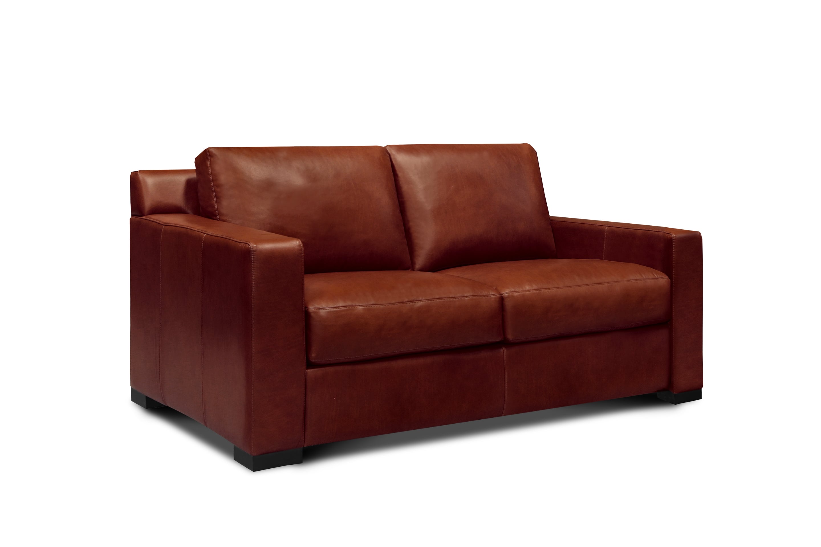 Leather Loveseat w/Solid Block Feet