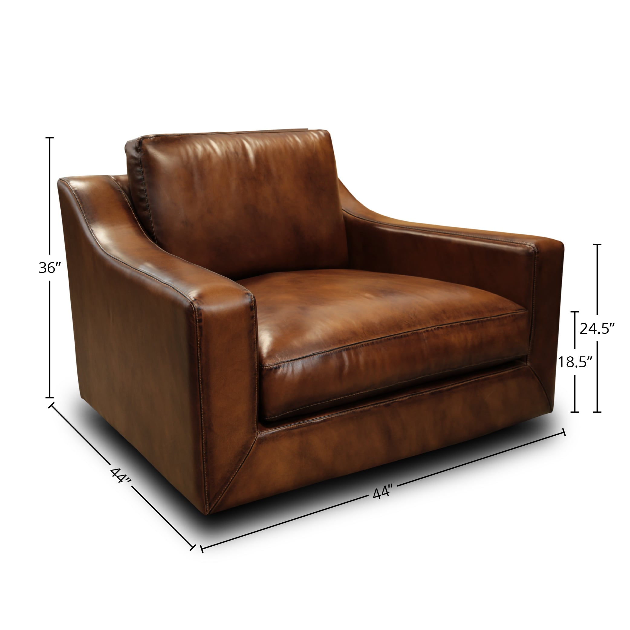 Leather Deep-Seating Swivel Chair