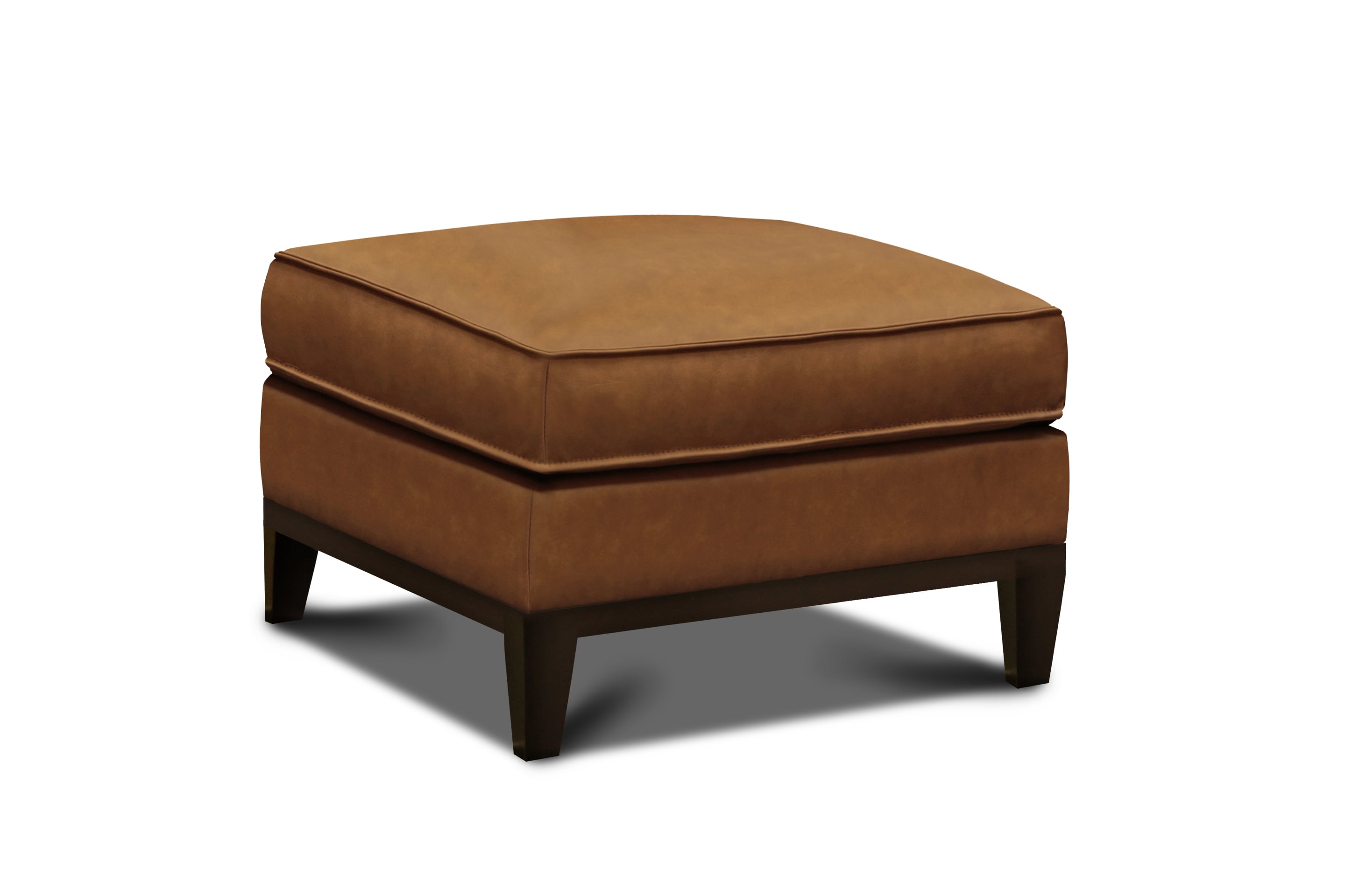 Leather Ottoman w/Splayed Solid Wood Legs
