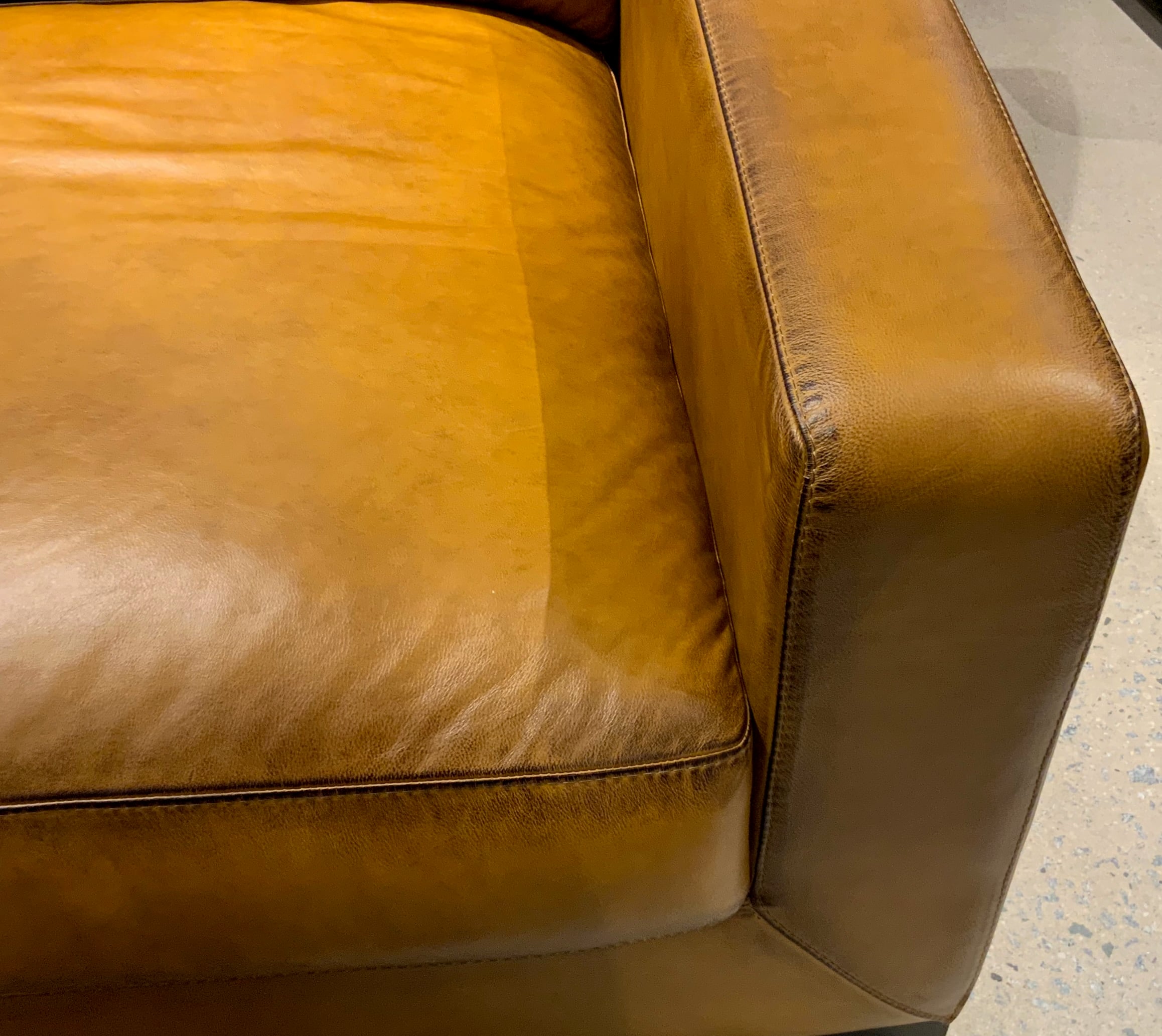 All-Leather Sofa w/Track Arms