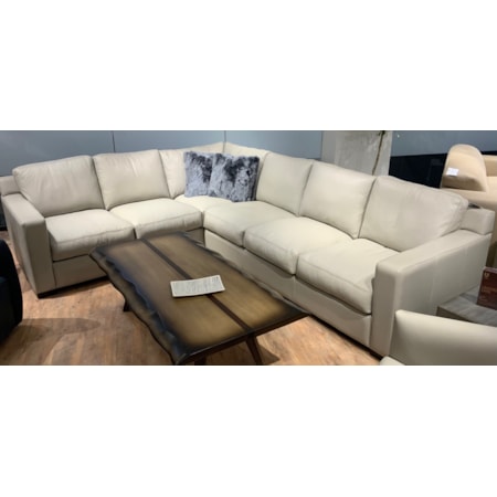 2-pc. Leather L-Shape Sectional w/Track Arms