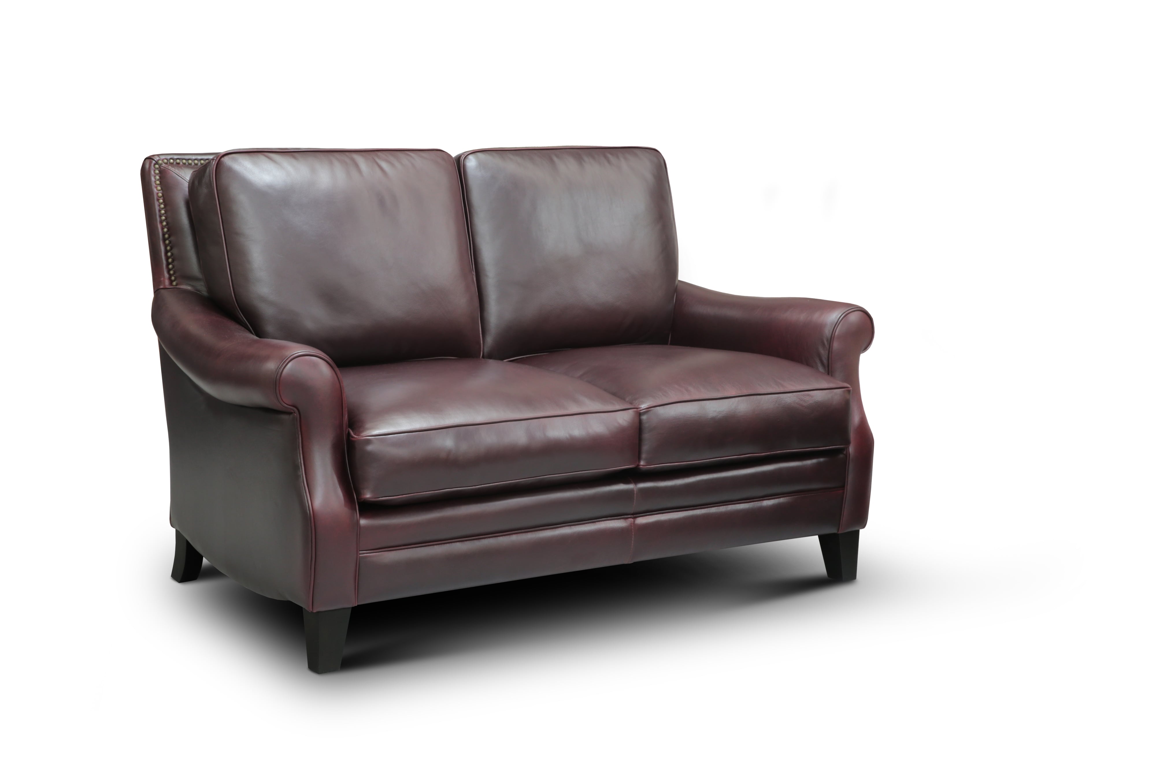 Leather Loveseat w/Sculpted Rolled Arms