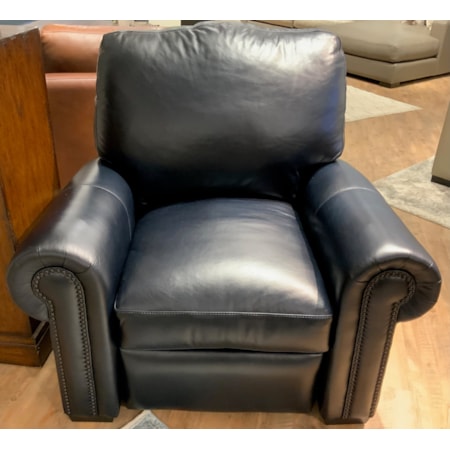Leather Push-Back Recliner w/Rolled Arms