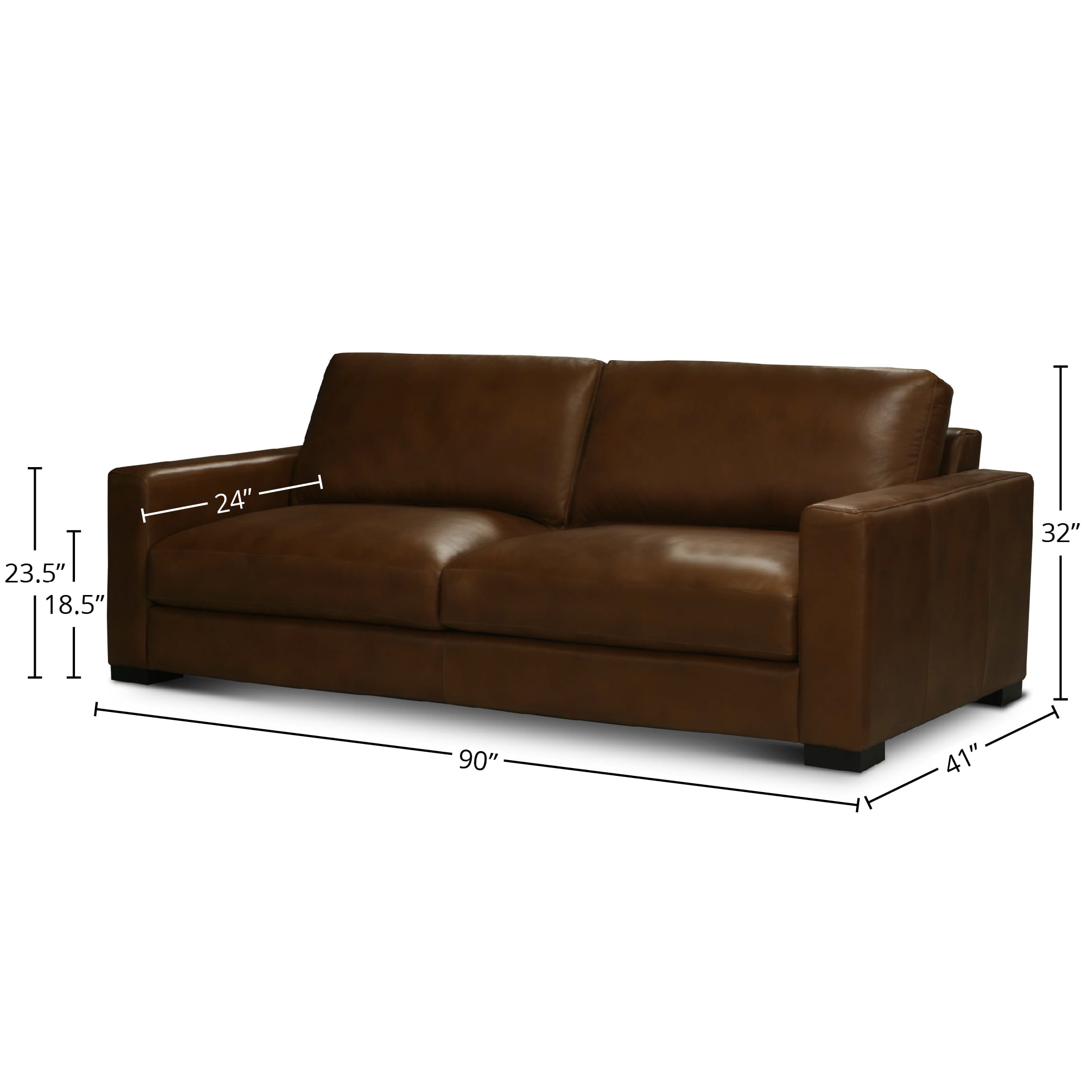 Leather Sofa w/Track Arms