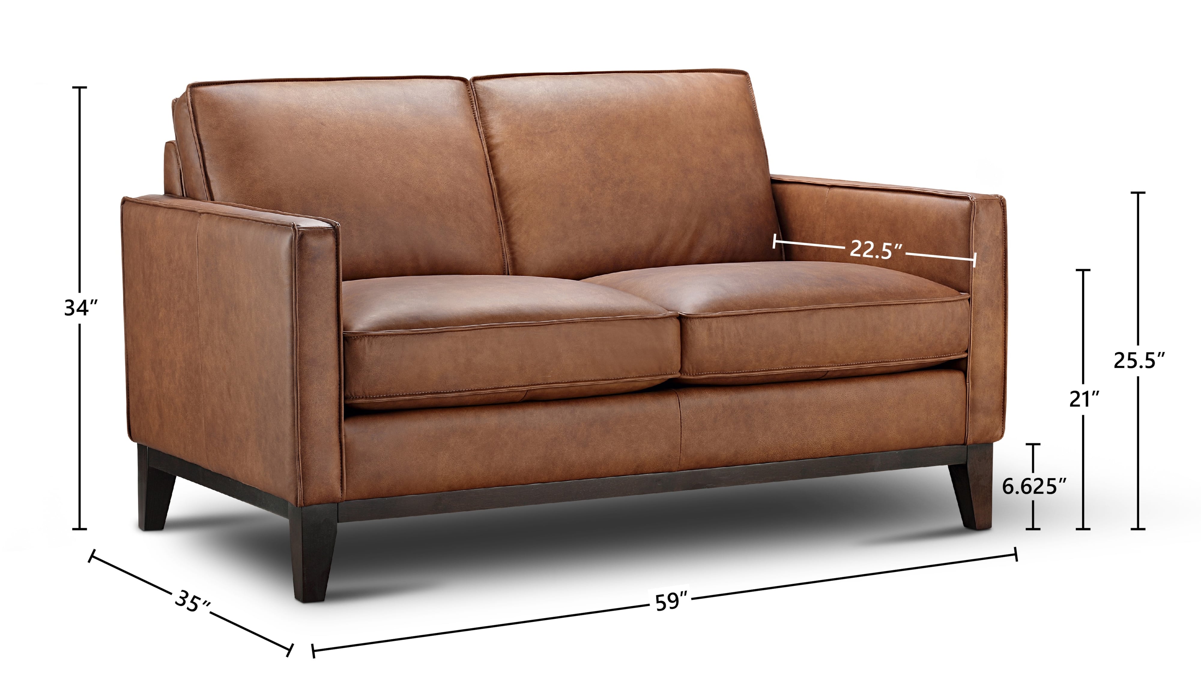 GTR Leather Pimlico Leather Loveseat w/Solid Wood Base