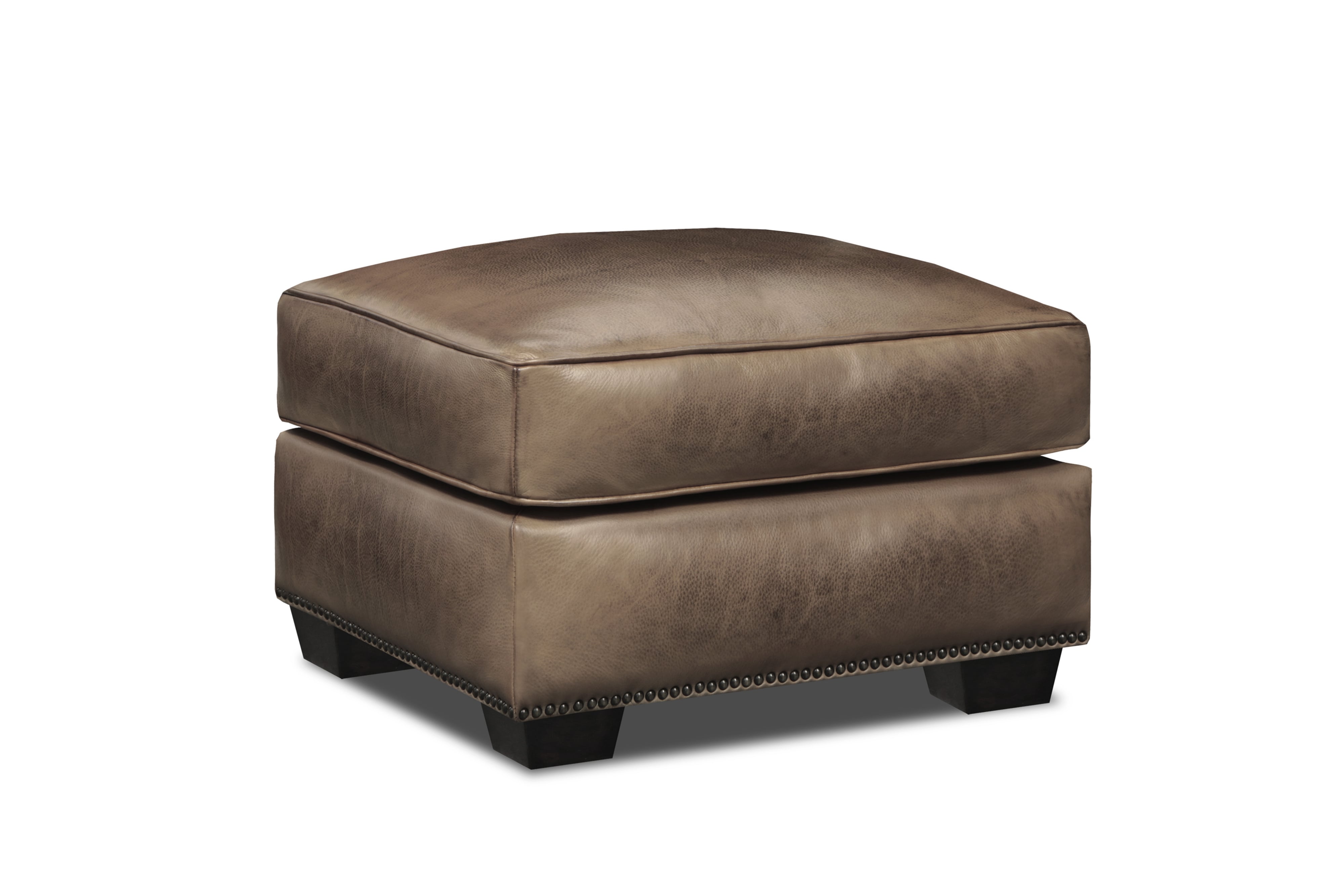Hand-Antiqued Leather Ottoman