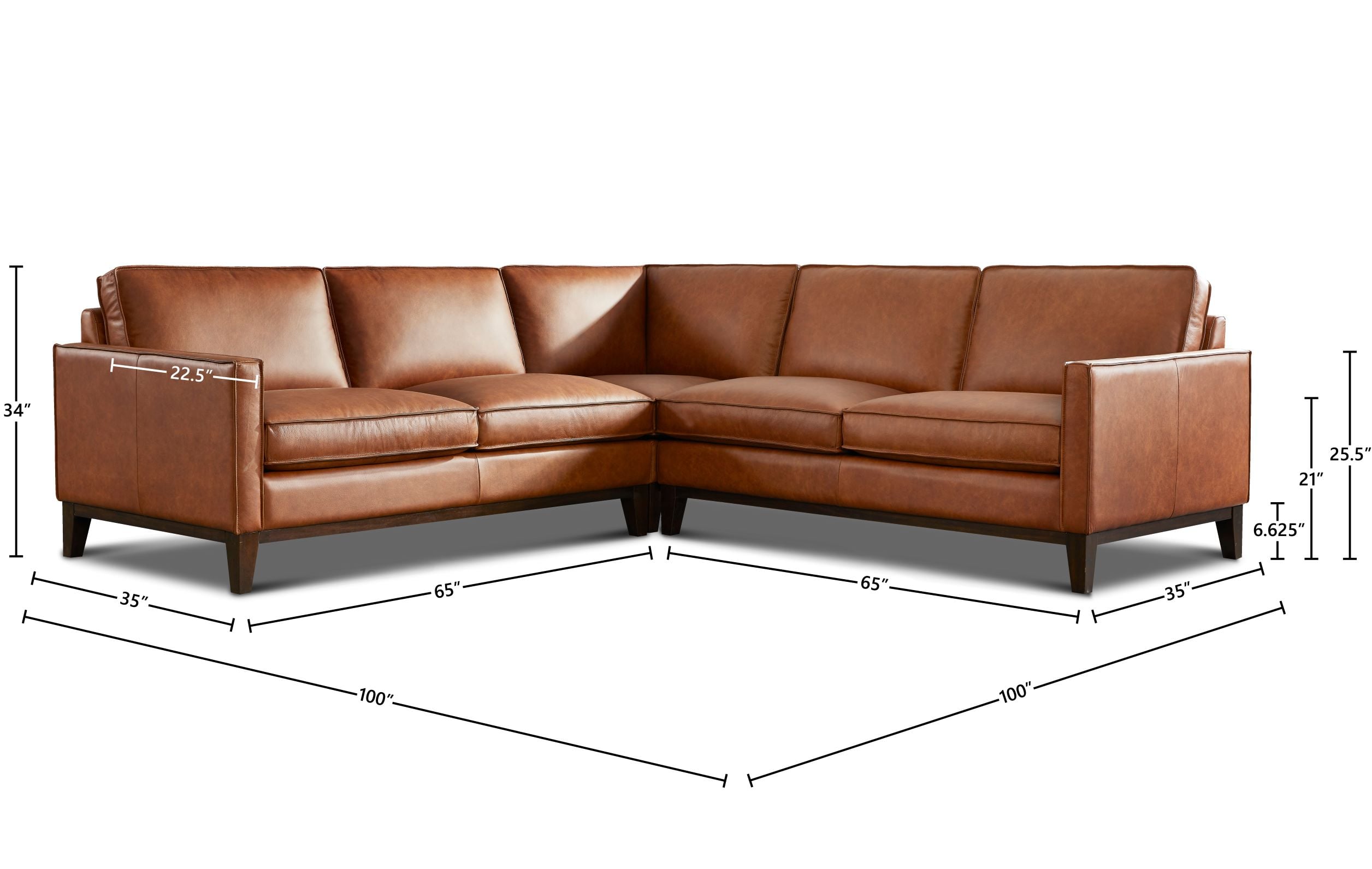 GTR Leather Pimlico 3-pc. Leather L-Shape Sectional Sofa