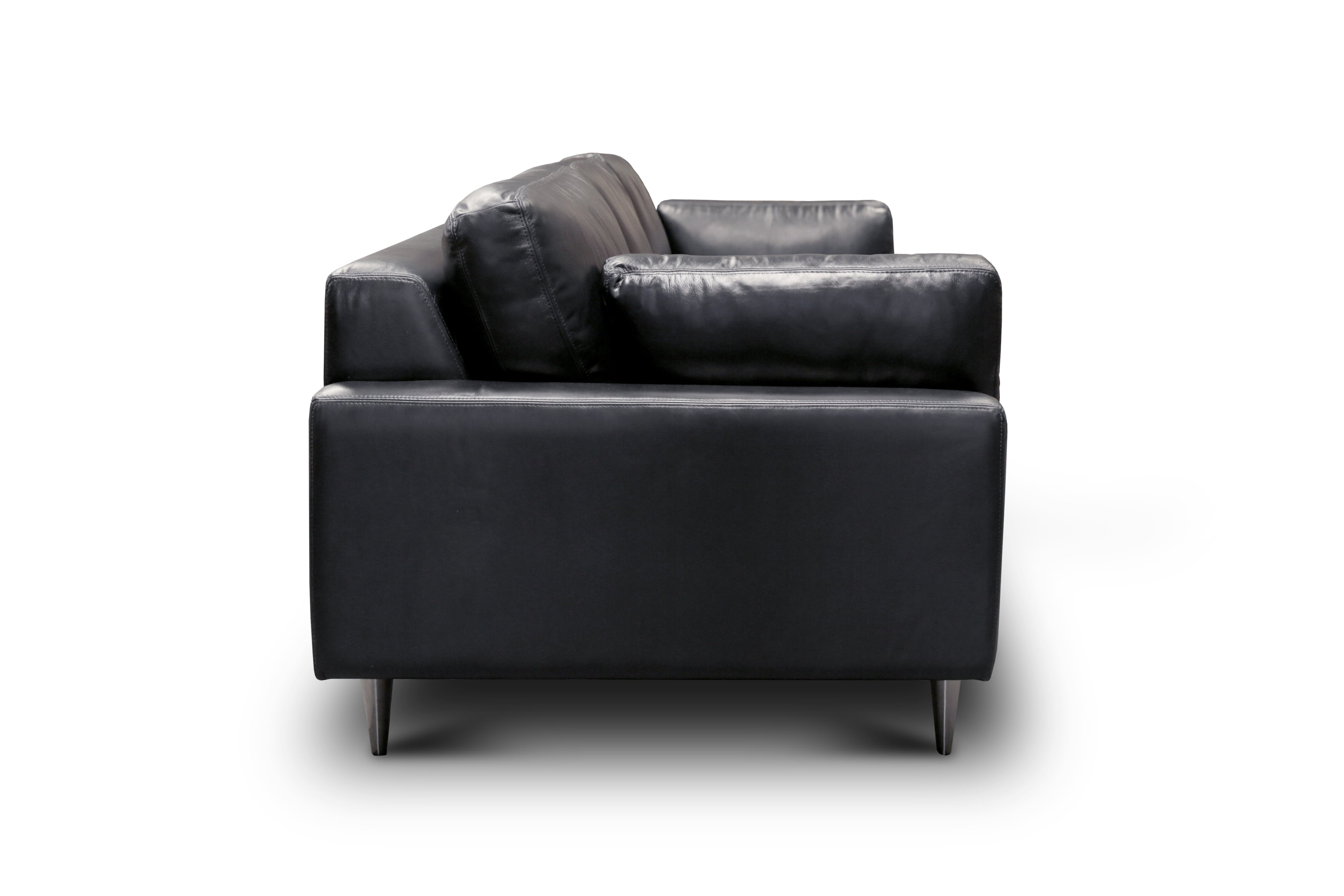 Leather Sofa w/Conical Stainless Steel Feet