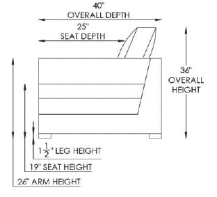 All-Leather Chaise Sectional w/Slope Arms