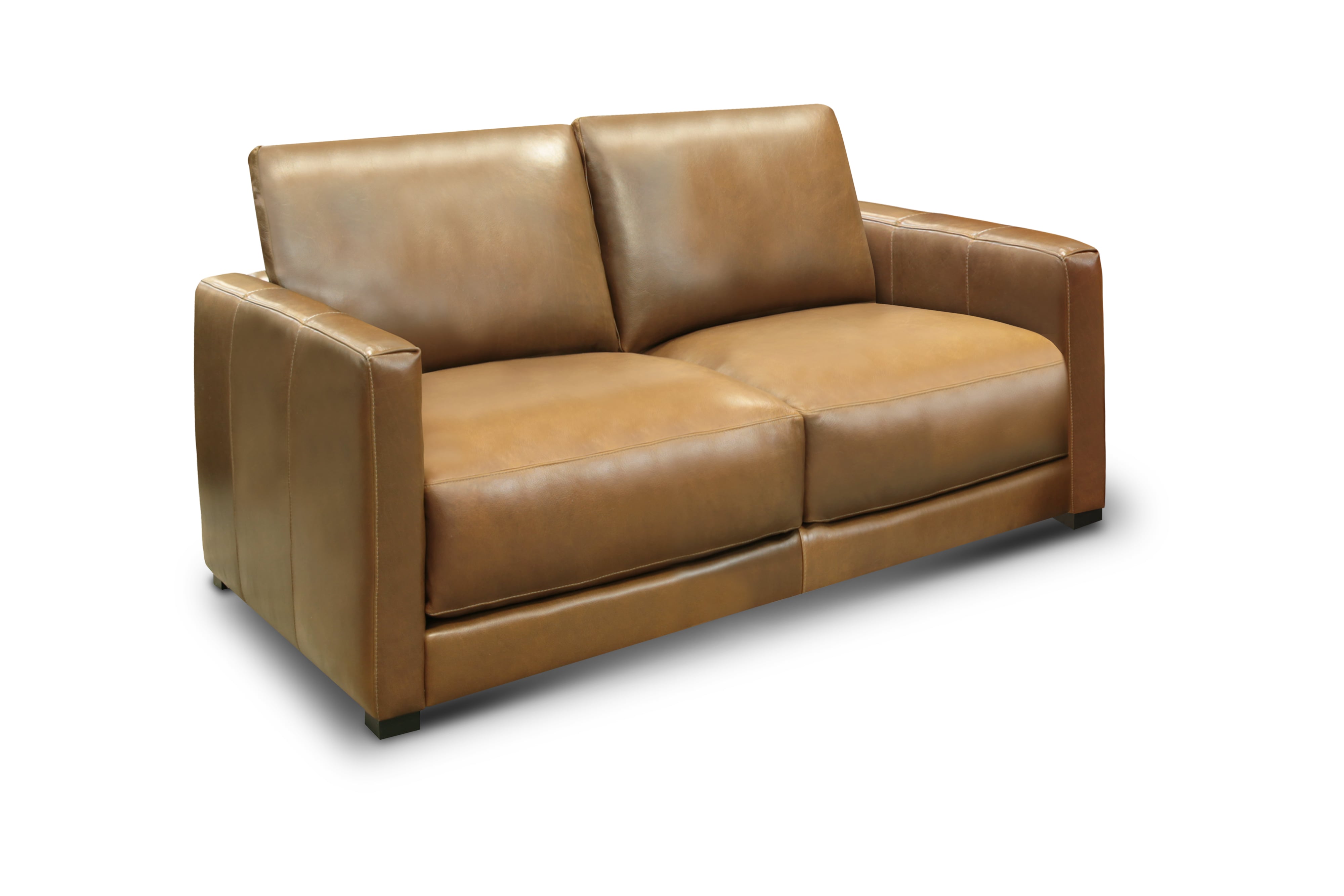 Leather Loveseat w/Architectural Track Arms