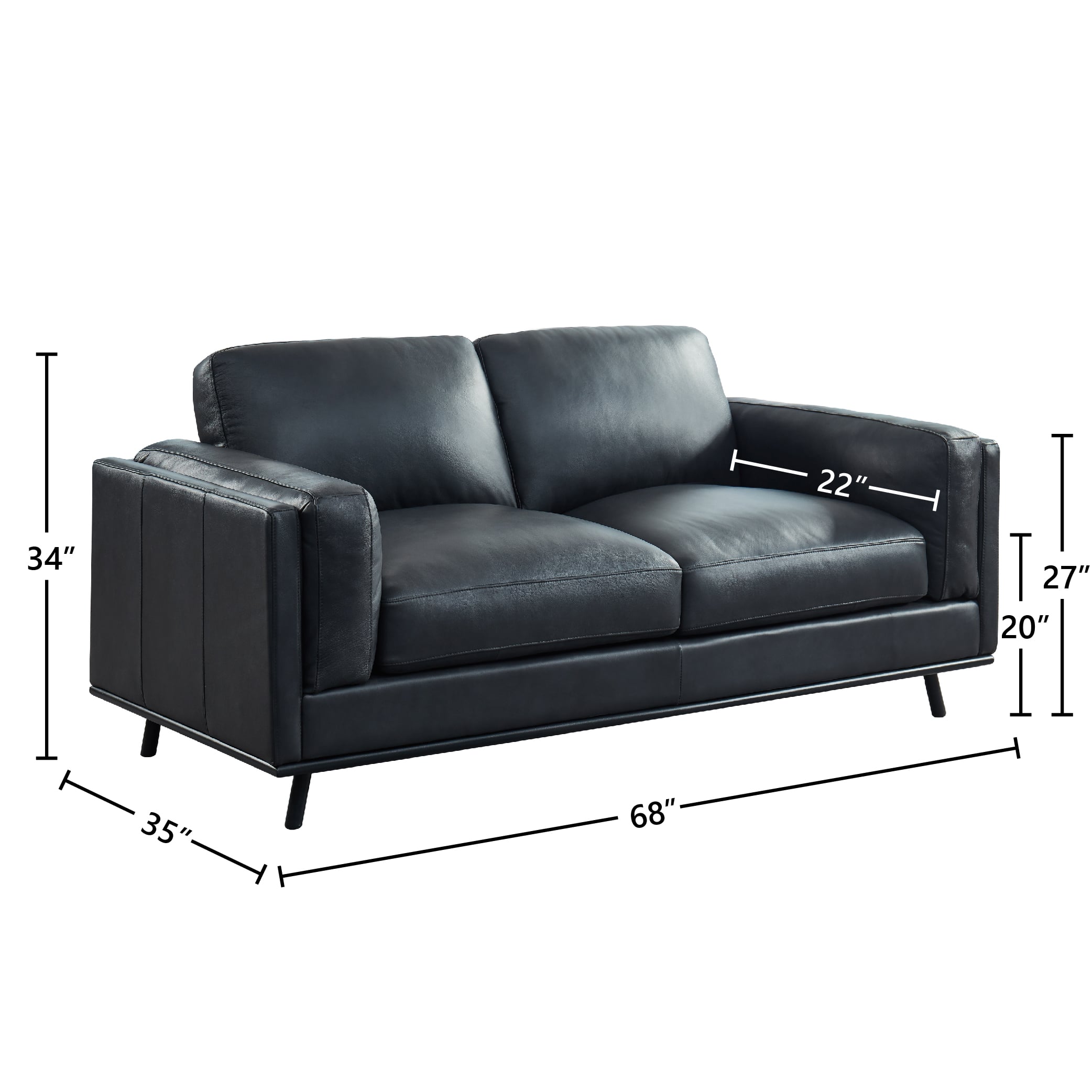 Leather Loveseat w/Bolster Pillow Arms